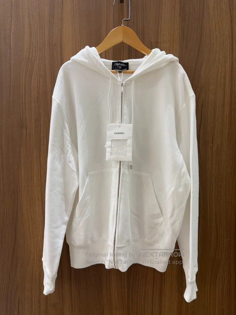 Chanel Chanel White camelia graffiti hooded jacket Size L / US 10 / IT 46 - 2 Thumbnail