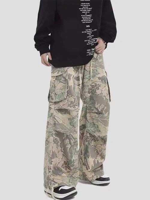 Japanese Brand Camouflage leaf pattern workwear wide-leg casual pants Size US 32 / EU 48 - 2 Thumbnail