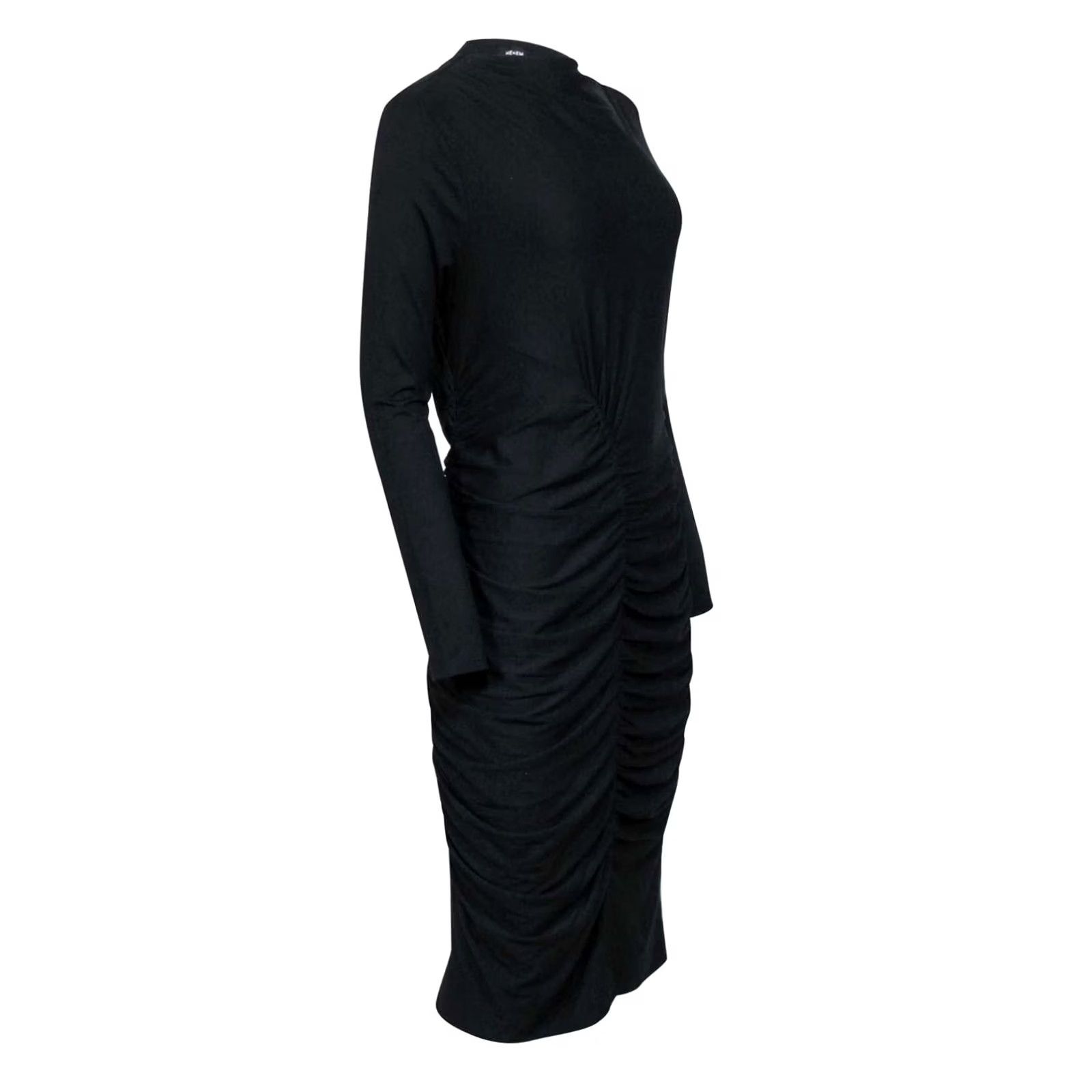 ME+EM ME+EM Womens Dress Midi Black Long Sleeve Ruched Stretch 6 UK Bodycon Party/Cocktail Size M / US 6-8 / IT 42-44 - 3 Thumbnail