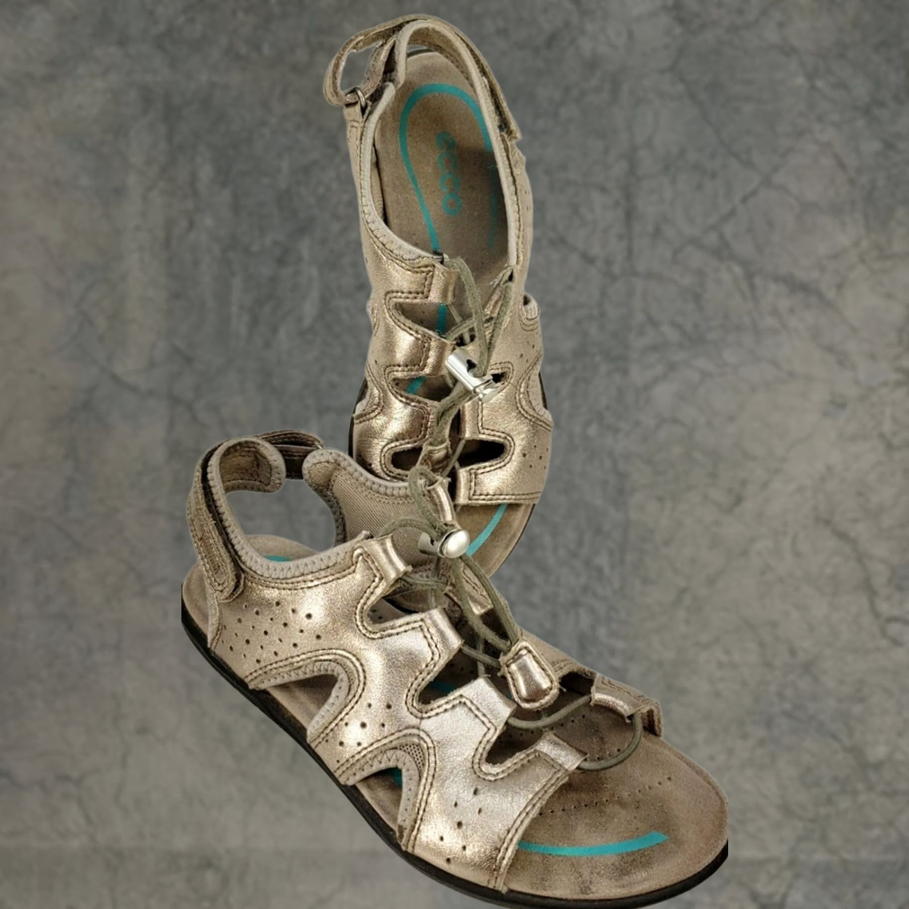 Ecco ECCO Gladiator Womens Pewter Toggle Metallic Slingback Sandals Size Size US 5.5 / IT 35.5 - 1 Thumbnail