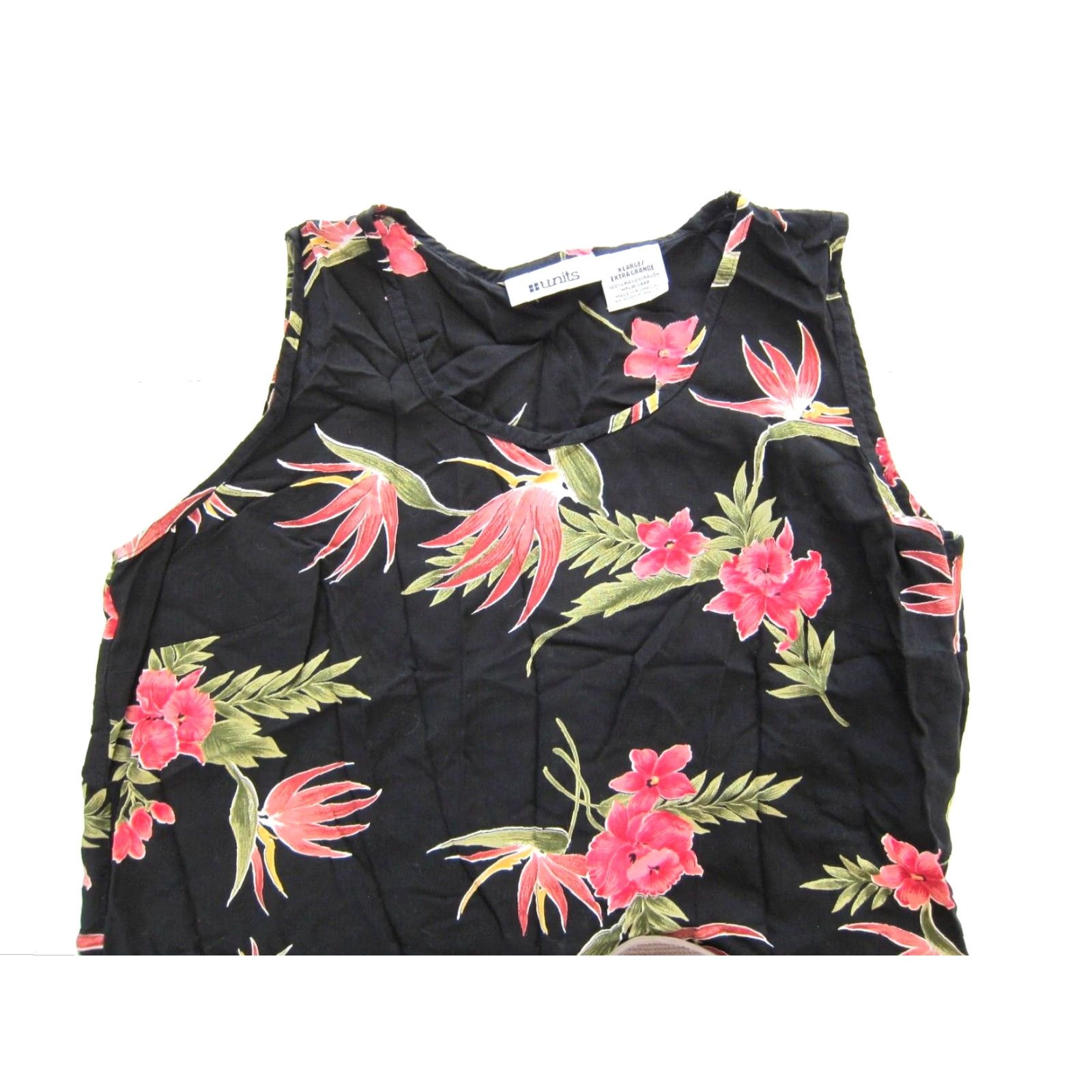 Vintage VINTAGE Units Maxi Dress Sleeveless Floral Long Sun XLarge Pink Black Green Women Ladies Size XL / US 12-14 / IT 48-50 - 3 Thumbnail