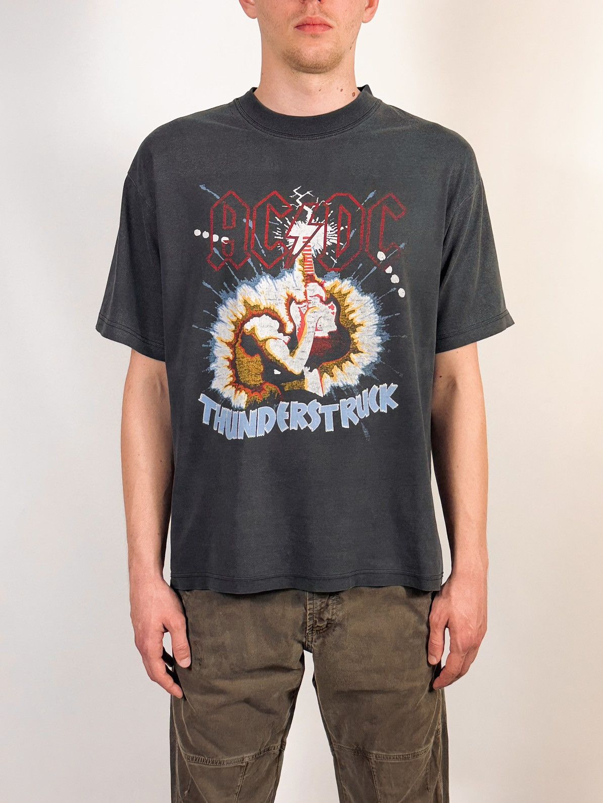 AC/DC × Band Tees × Vintage 90s Vintage ACDC Thunderstruck Faded Rock Tee T-Shirt Size US L / EU 52-54 / 3 - 3 Thumbnail