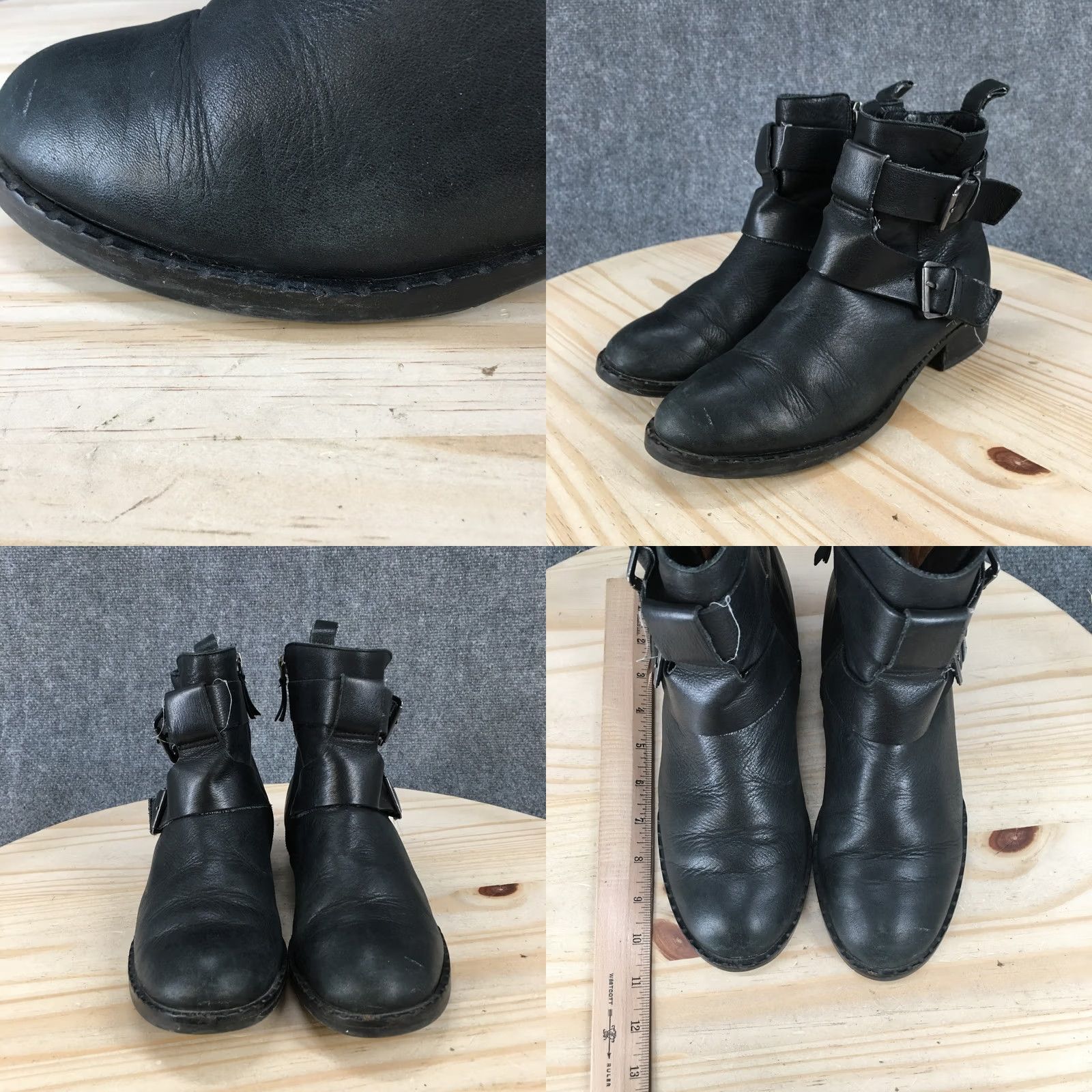 Vintage GENTLE Souls By Kenneth Cole Boots Womens 8M Ankle Bootie Black Leather Pull On Shoes Size US 8 / IT 38 - 8 Thumbnail