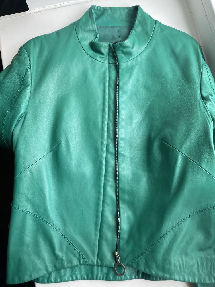 Versus Versace Versace Versus Emerald Leather Jacket Size S / US 4 / IT 40 - 2 Thumbnail