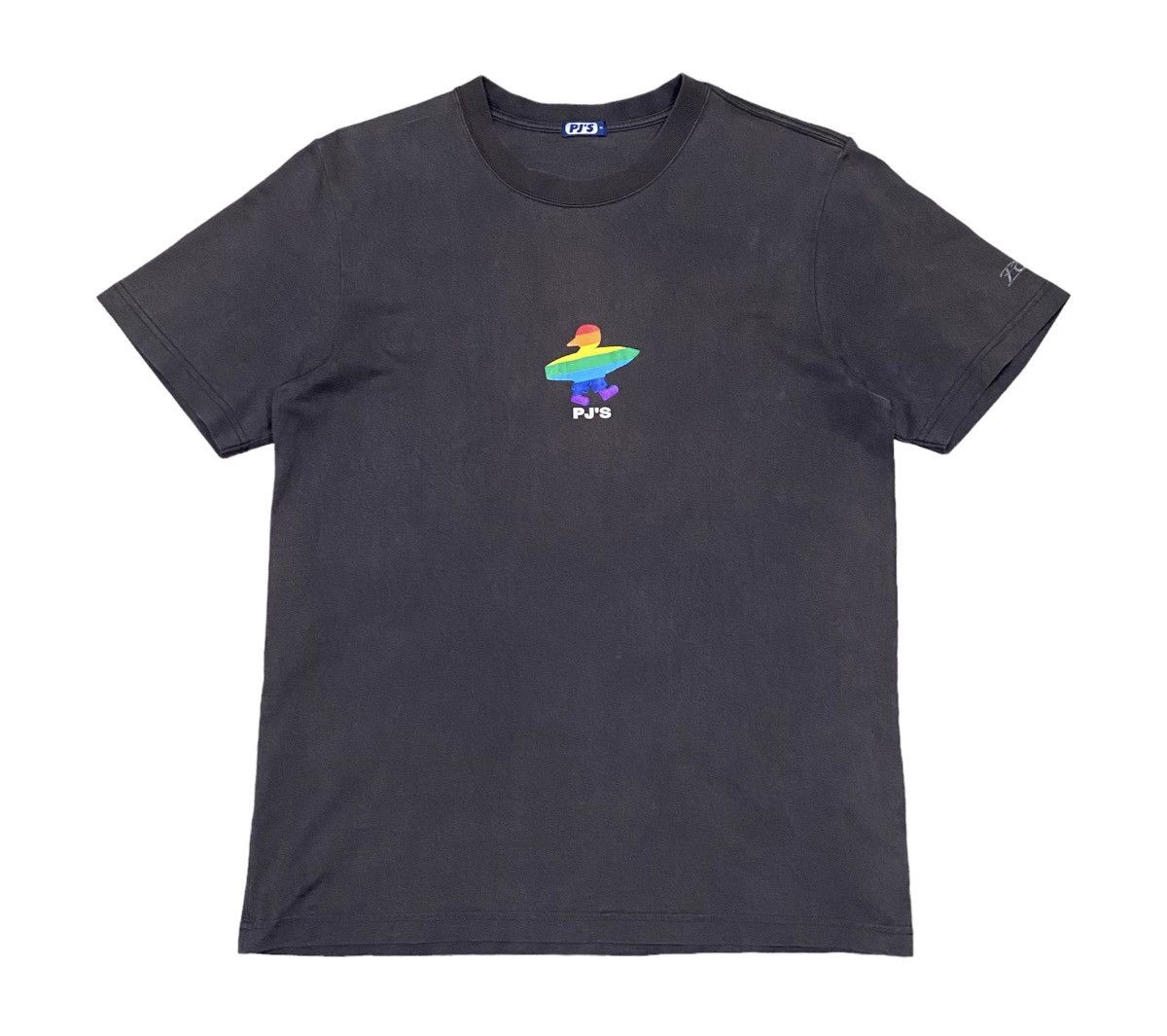 image of Surf Style x Vintage 90’S Pj’S Surf Surfing T Shirt in Faded Black, Men's (Size Medium)