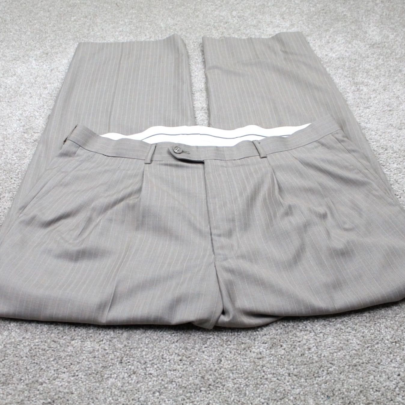 Vintage Zandello Dress Pants Mens 36 Regular Beige Pleated Rayon/Polyester Straight Leg Dress Pants Mens 36 Beige 90s Style Size US 36 / EU 52 - 2 Thumbnail