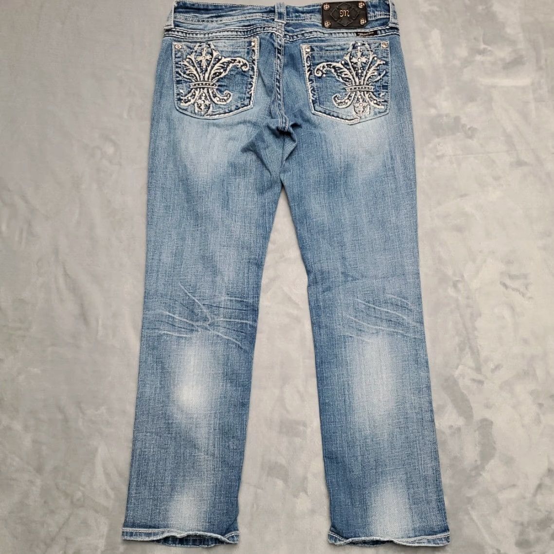 Miss Me Miss Me Jeans Womens 31 Blue Denim Thick Stitch Cropped Cowboy Buckle JE5347C2 Jeans 5-Pocket Denim Blue Womens 90s USA Buckle Belt Loops Size 24" / US 00 / IT 34 - 7 Thumbnail