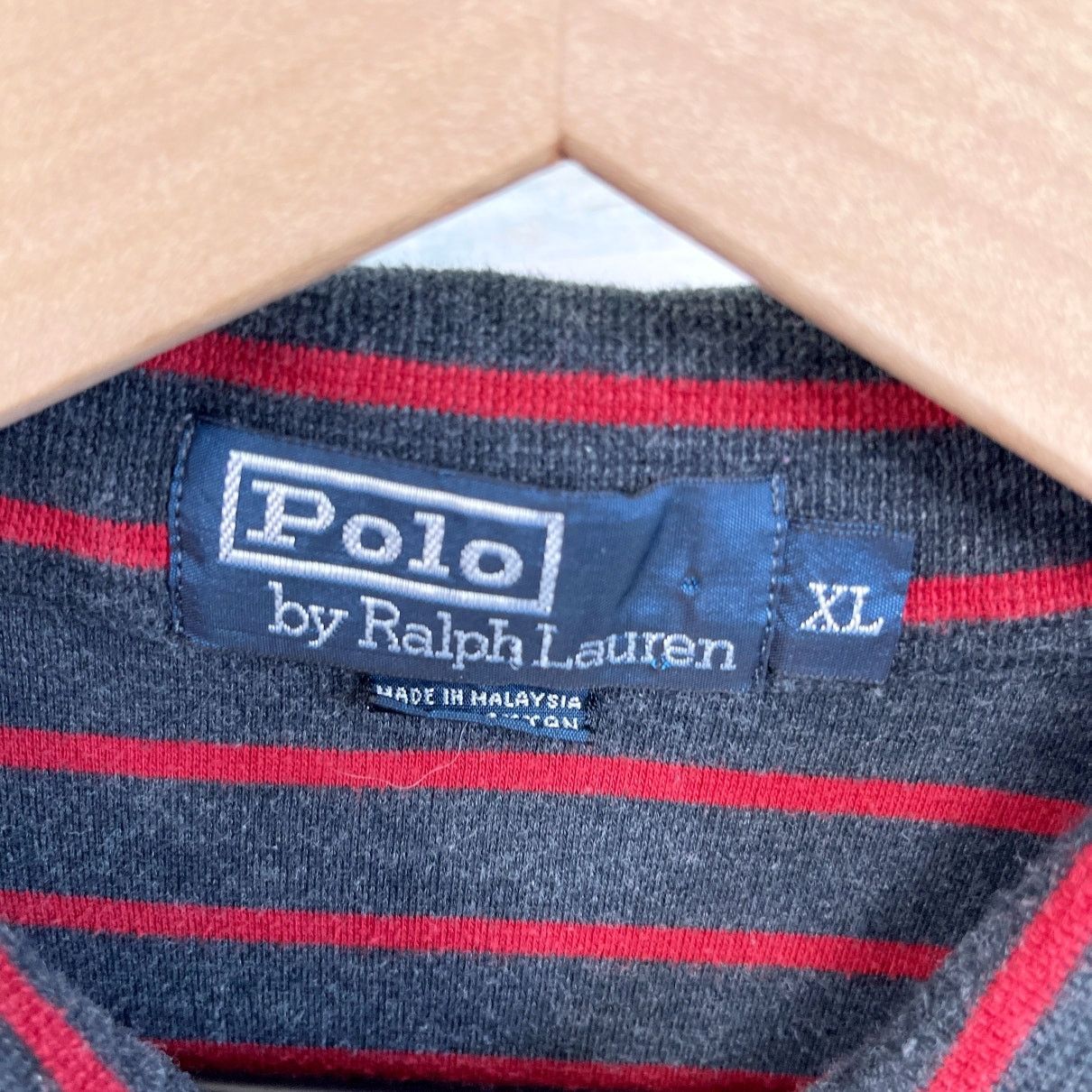 Polo Ralph Lauren POLO Ralph Lauren Long Sleeve Polo Gray Red Stripe XL Size US XL / EU 56 / 4 - 5 Thumbnail