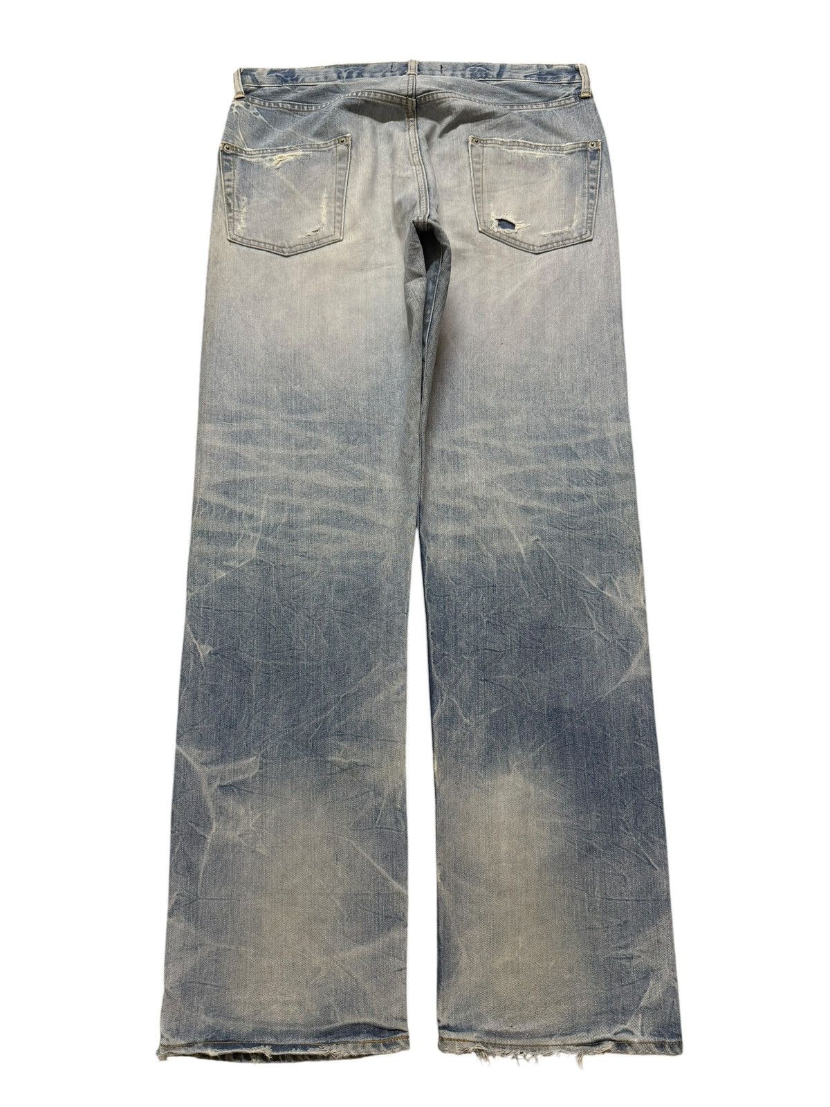 Kapital Vintage 90s Japanese Honeycomb Bleached Distressed Wide Leg Size US 34 / EU 50 - 2 Thumbnail