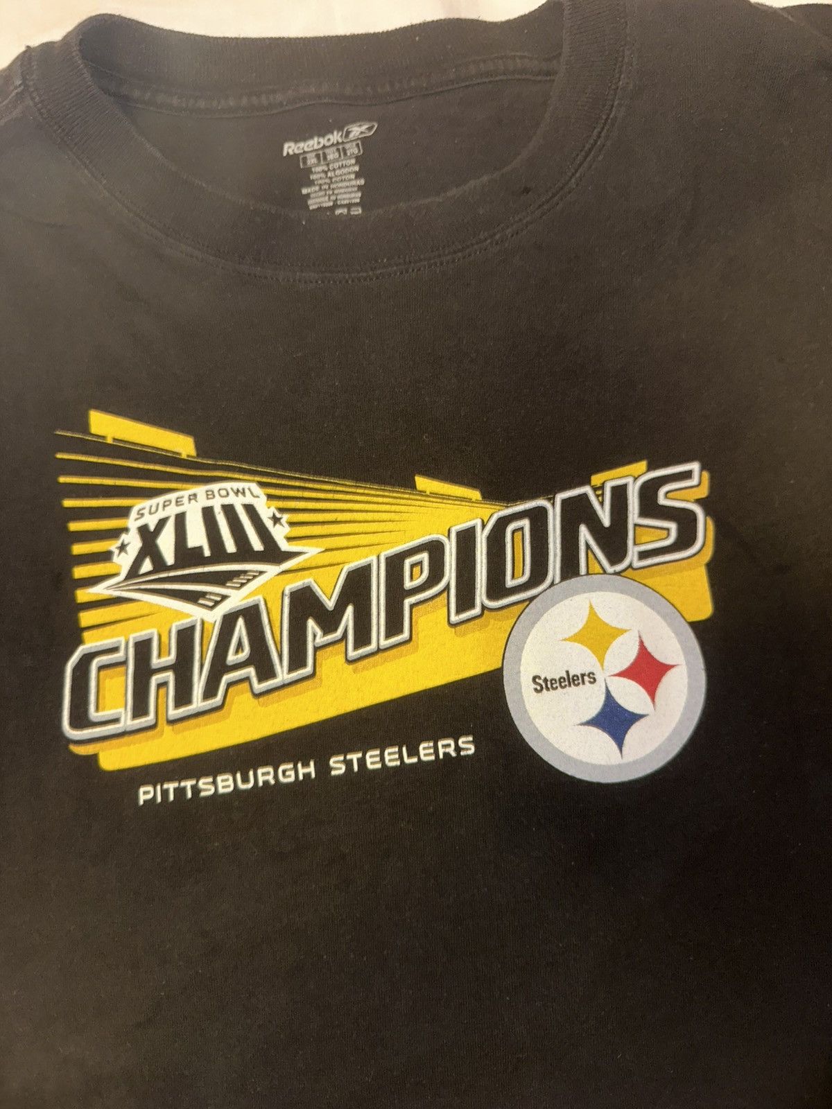 NFL PITT STEELERS SUPER BOWL XLIII TEAM REEBOK Black Shirt Sz2XL Size US XXL / EU 58 / 5 - 2 Thumbnail