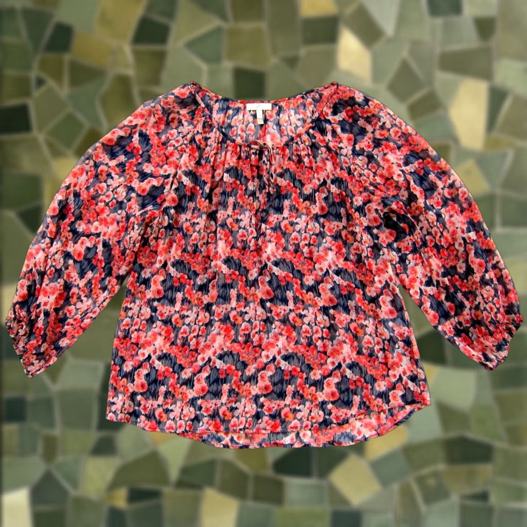 Joie Joie Blouse Tunic 100% Silk Floral Long Sleeve Small Pink Womens Shirt Size S / US 4 / IT 40 - 1 Thumbnail