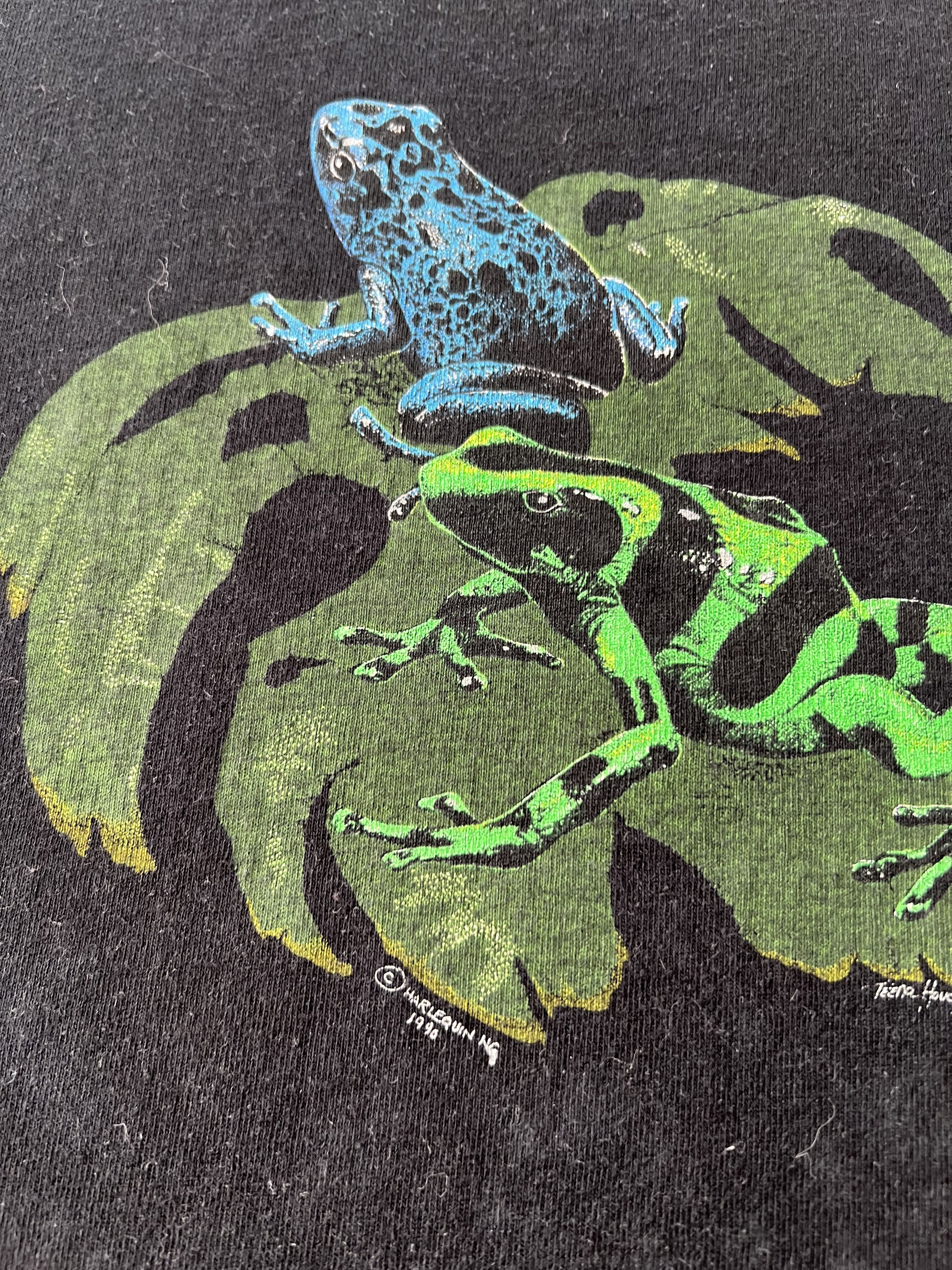 Vintage Vintage 1990 Harlequin Frog Animal Nature Black T-shirt Size US XL / EU 56 / 4 - 19 Thumbnail