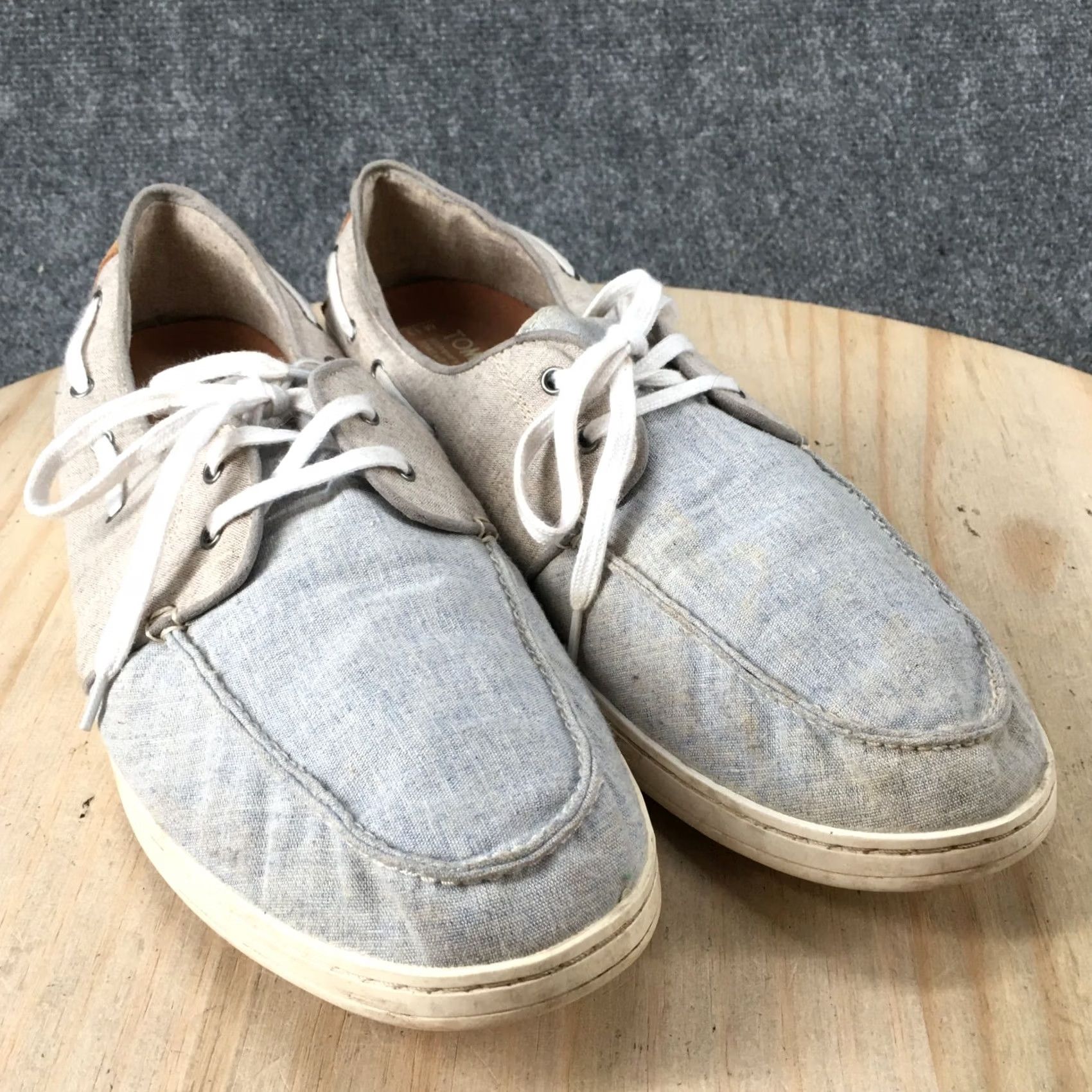 Toms TOMS Mens 13 Boat Gray Canvas Lace Up Casual Comfort Boat Shoe Flats 141215 Size US L / EU 52-54 / 3 - 3 Thumbnail