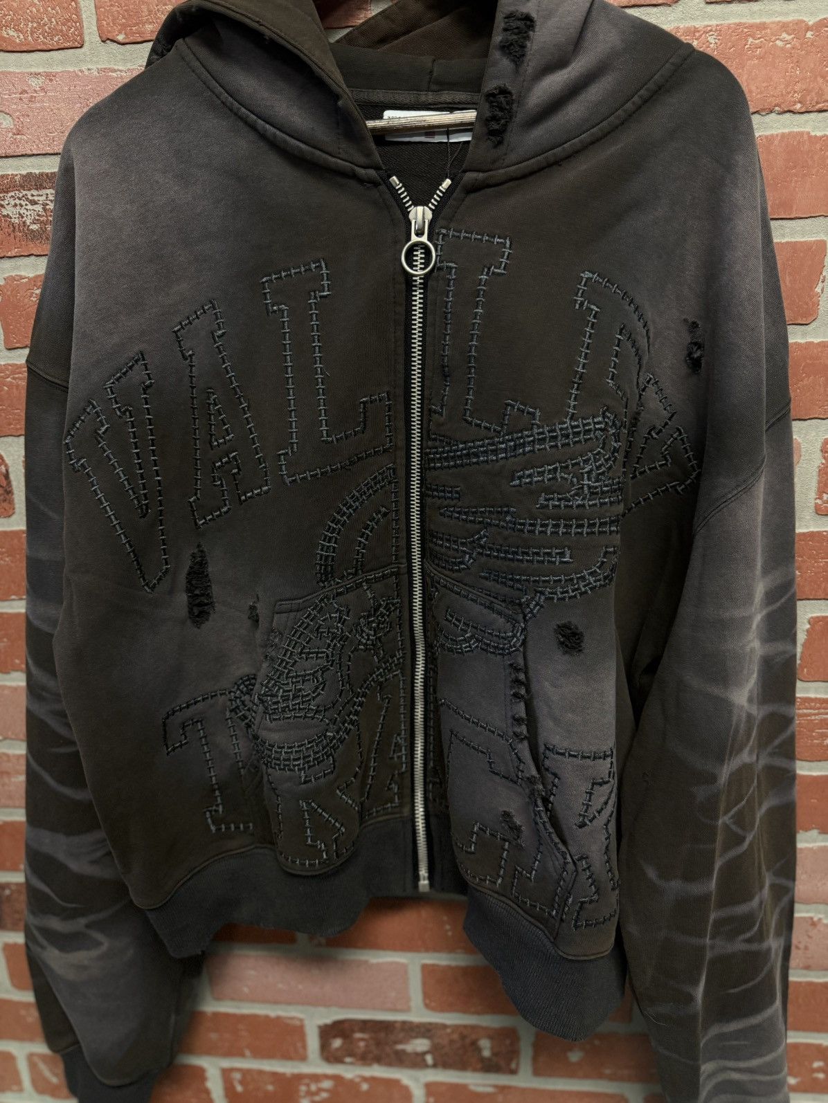 Vale Vale Valley Blacl Hoodie Zip Up Fade Distressed Size L Size US L / EU 52-54 / 3 - 4 Thumbnail