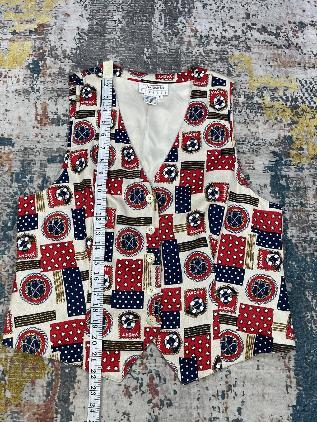 Talbots Vtg Talbots Nautical Rayon Tie Back Yatch Boat Vest Size S / US 4 / IT 40 - 9 Thumbnail