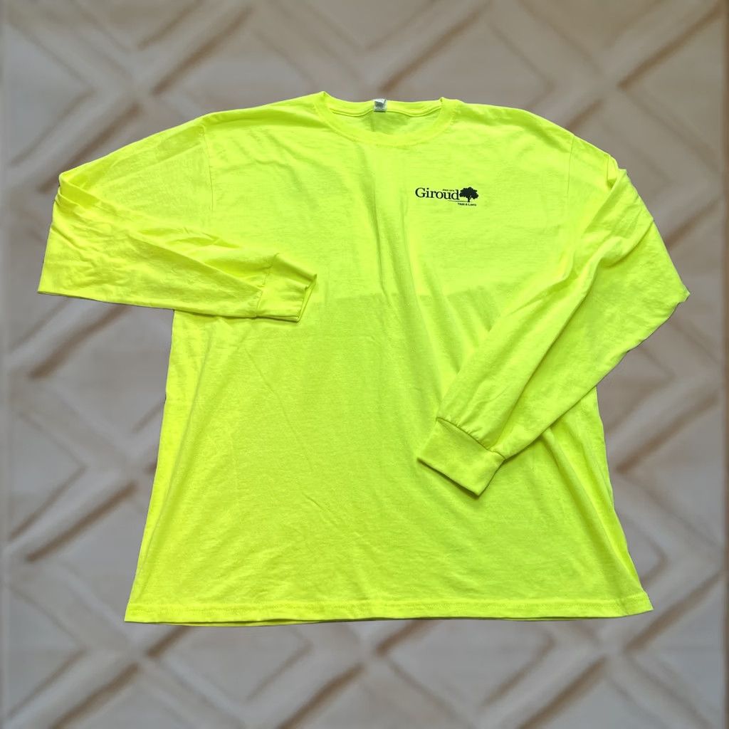 Jerzees Jerzees Dri Power Shirt Mens L Neon Green Long Sleeve Cotton Giroud Tree Shirt Mens Long Sleeve Green Logo Crew Neck Athletic Dri-Power Shirt Mens Size US L / EU 52-54 / 3 - 1 Thumbnail