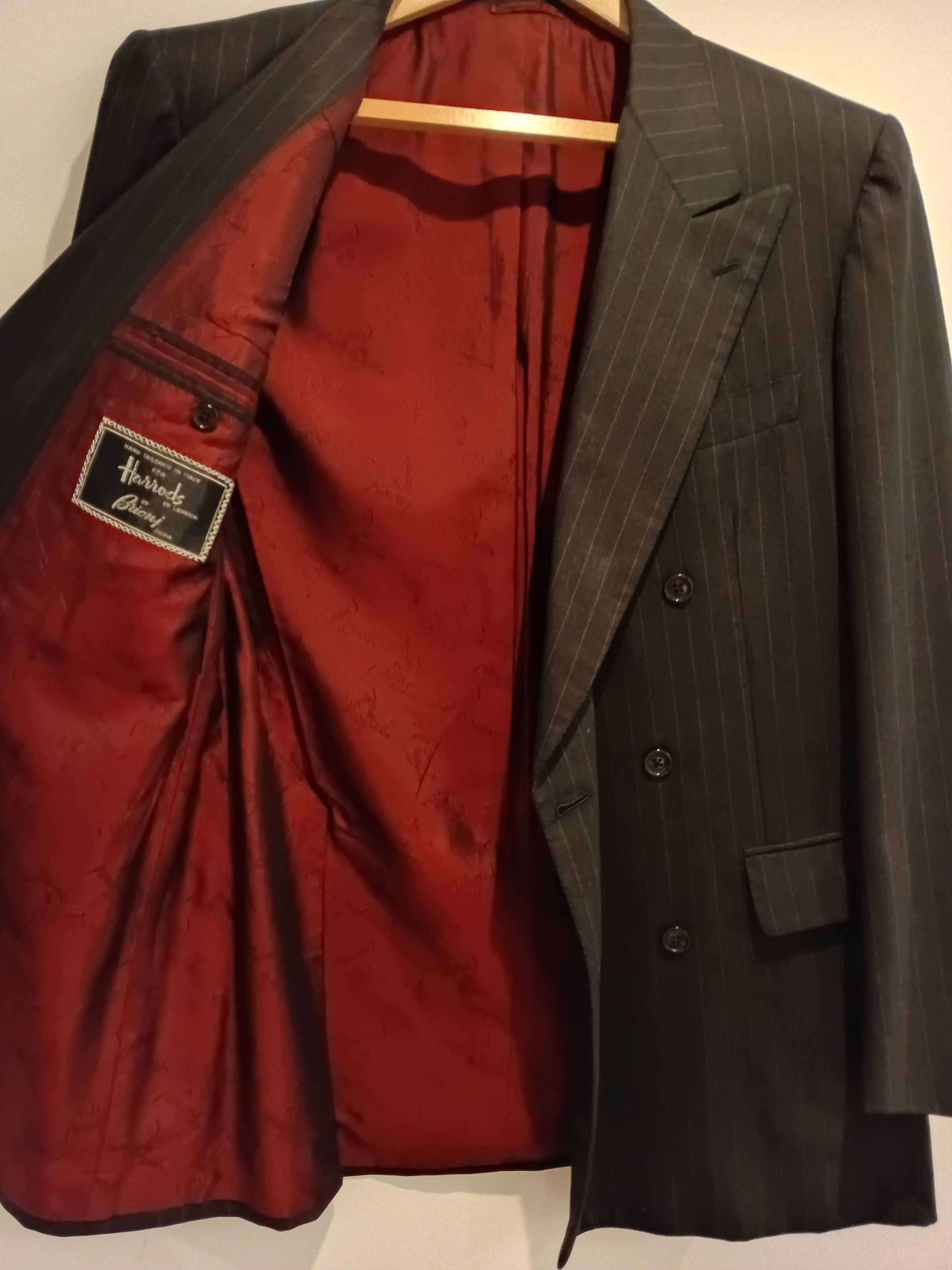 Brioni Harrods by Brioni Double-Breasted Grey Pinstripe Blazer Size 42R - 3 Thumbnail