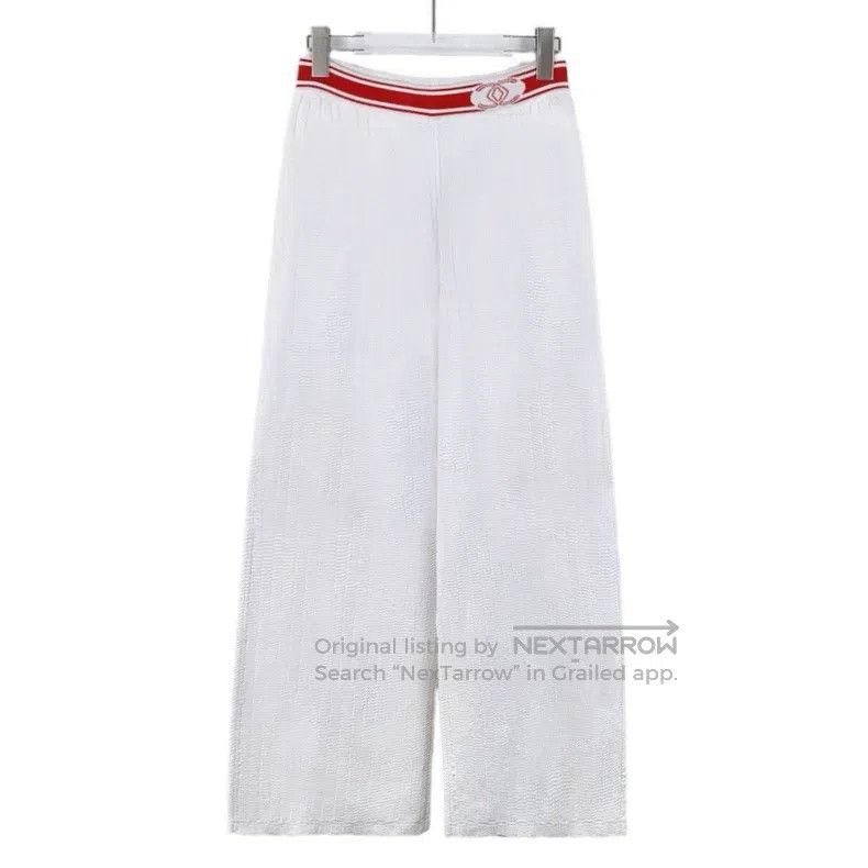 Chanel Chanel White logo inlaid cotton casual knitted trousers Size 24" / US 00 / IT 34 - 1 Thumbnail