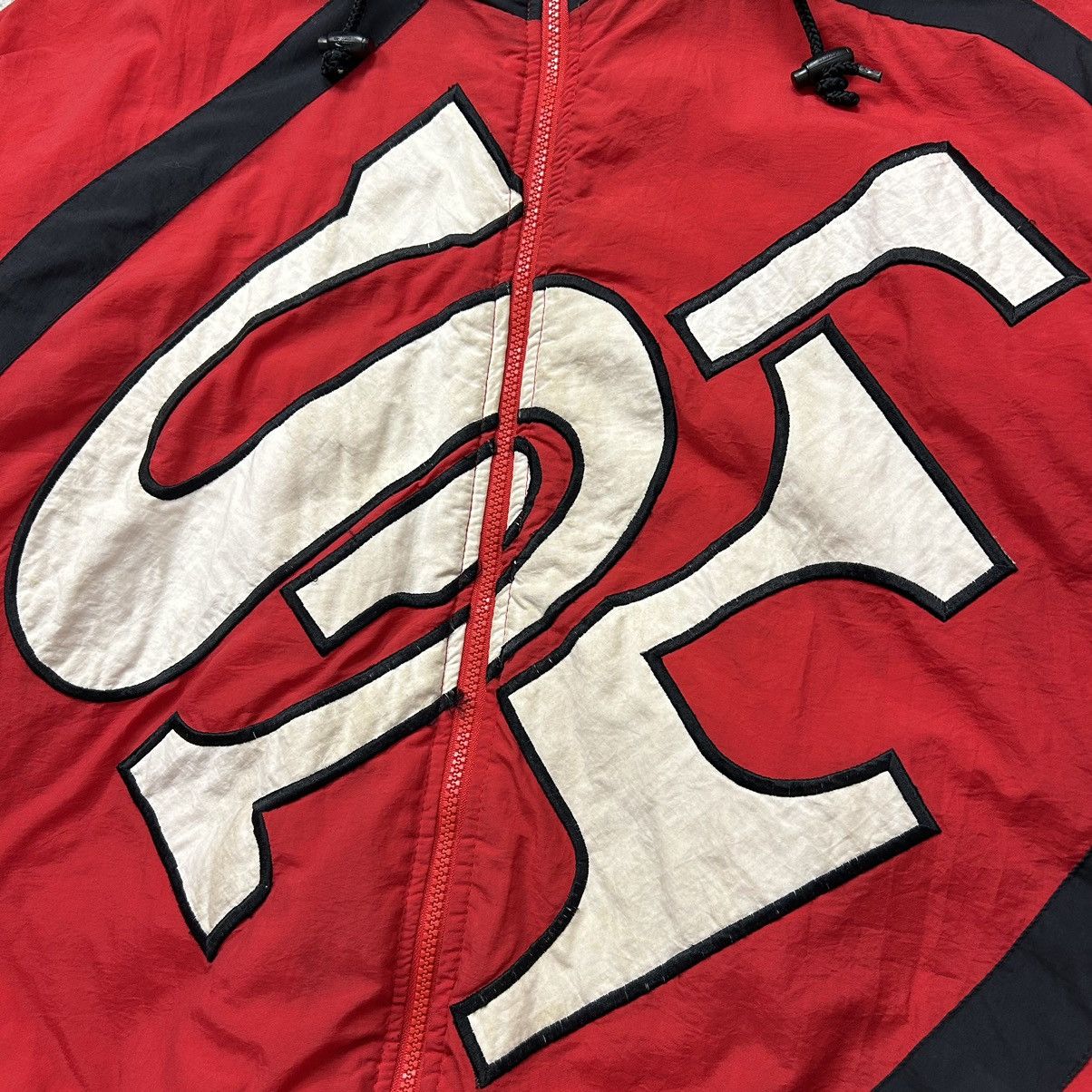 NFL × Starter × Vintage VTG 90s SAN FRANCISCO 49ERS BIG LOGO PUFFER JACKET HOODIE Size US XL / EU 56 / 4 - 3 Thumbnail
