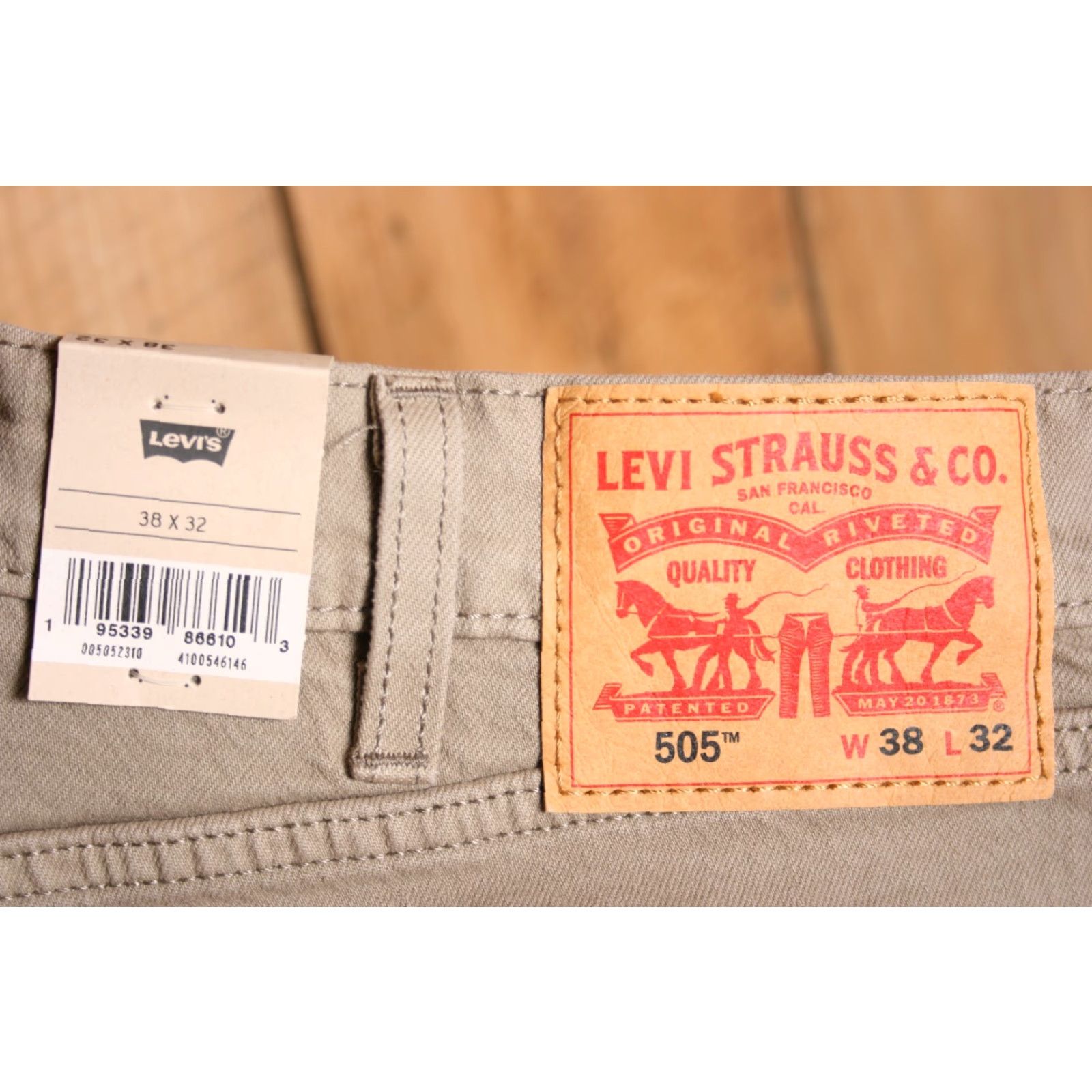 Levi's LEVI'S 505 Khaki Eco Ease Regular Fit Straight Leg Denim Jeans 38x32 Mens Slim Beige Color Size US 38 / EU 54 - 6 Thumbnail