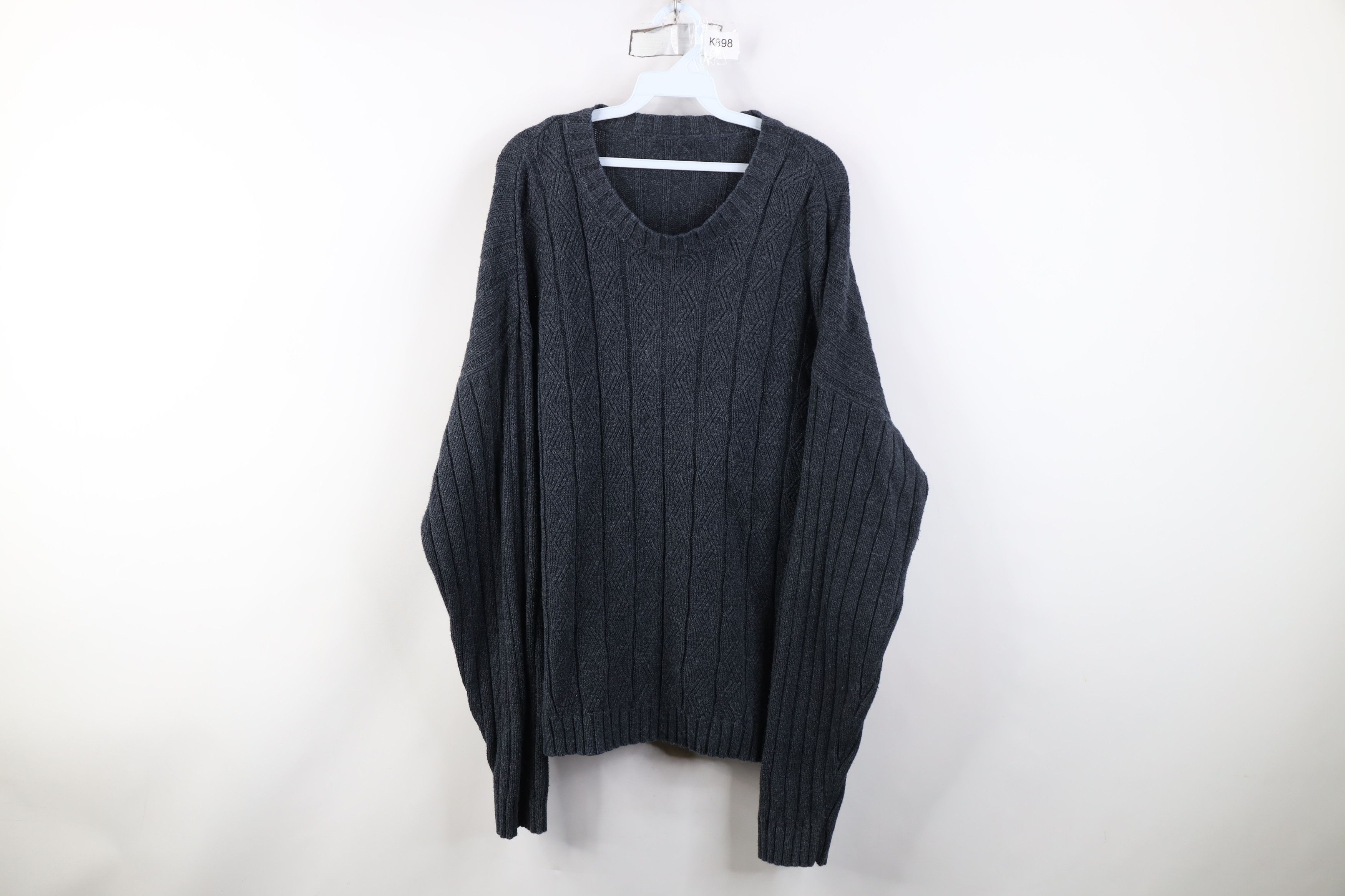 Vintage Vintage 90s Streetwear Ribbed Knit Crewneck Sweater Blue Size US XL / EU 56 / 4 - 1 Thumbnail