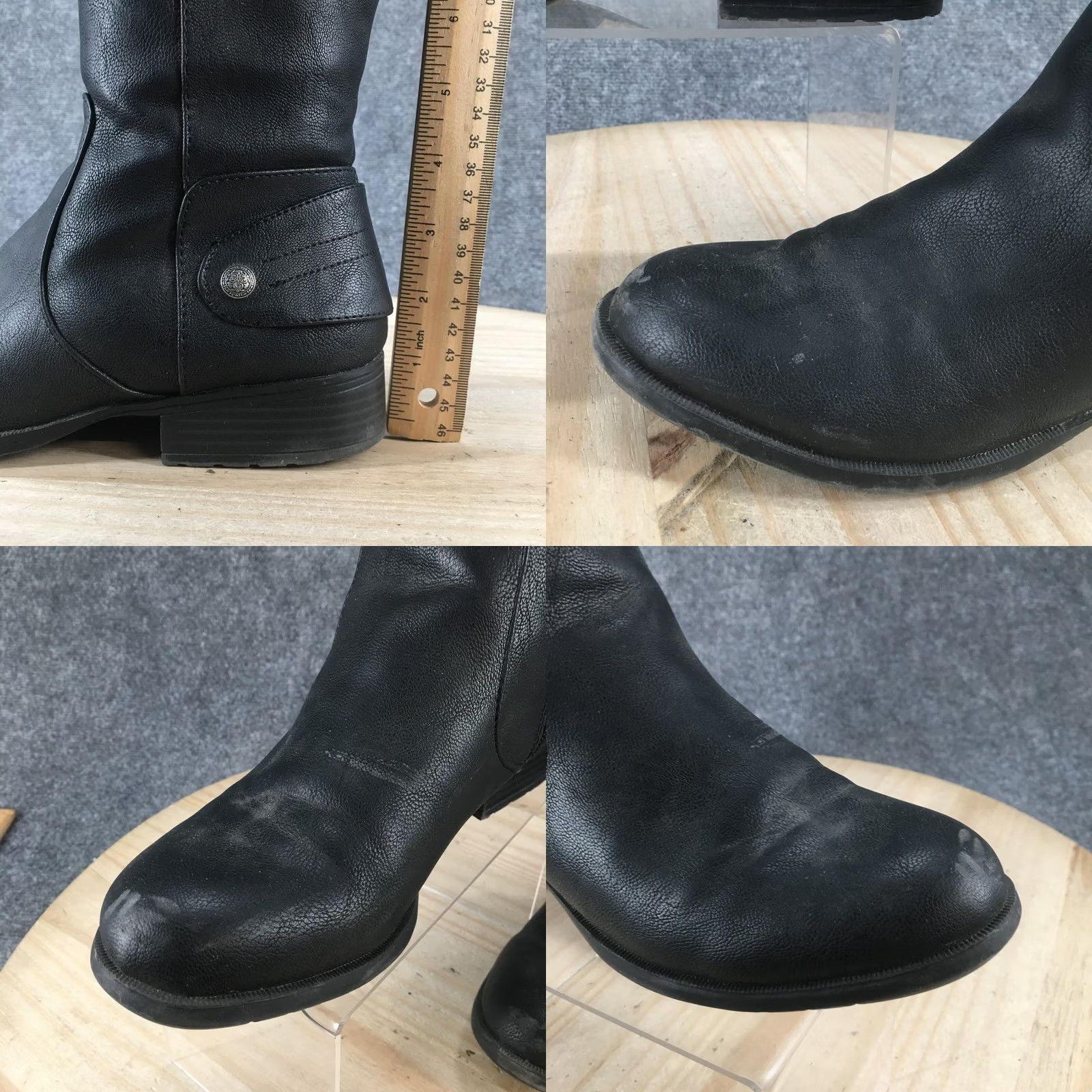 Vintage LifeStride Boots Womens 8 M Xyloid Tall Riding Black Faux Leather Side Zip Cuban - Luxury Fashion Size US 8 / IT 38 - 9 Thumbnail