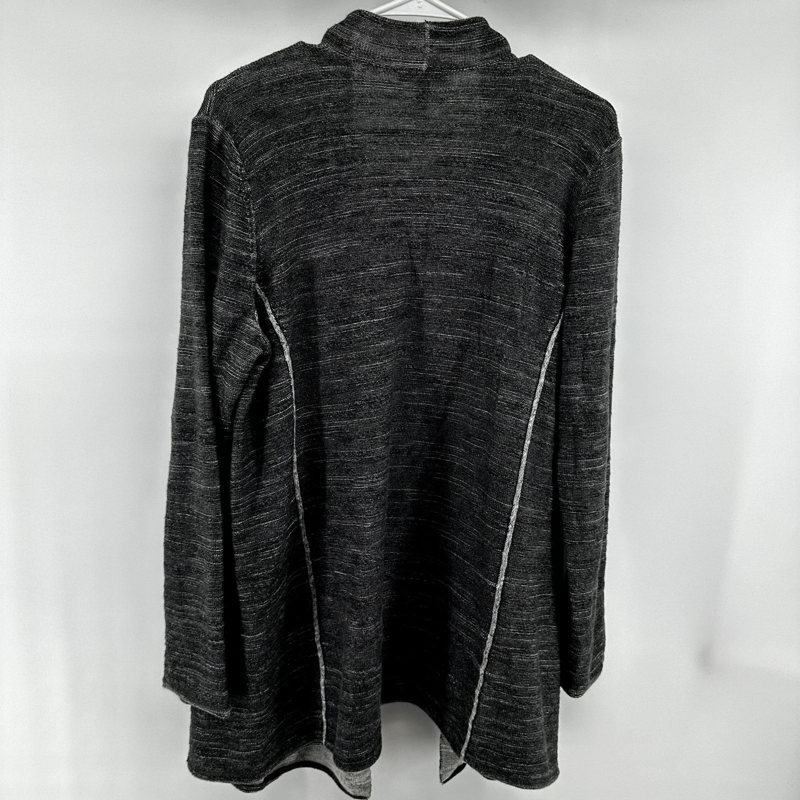 Eileen Fisher Waterfall Cardigan Sweater 100% Cotton Gray L
