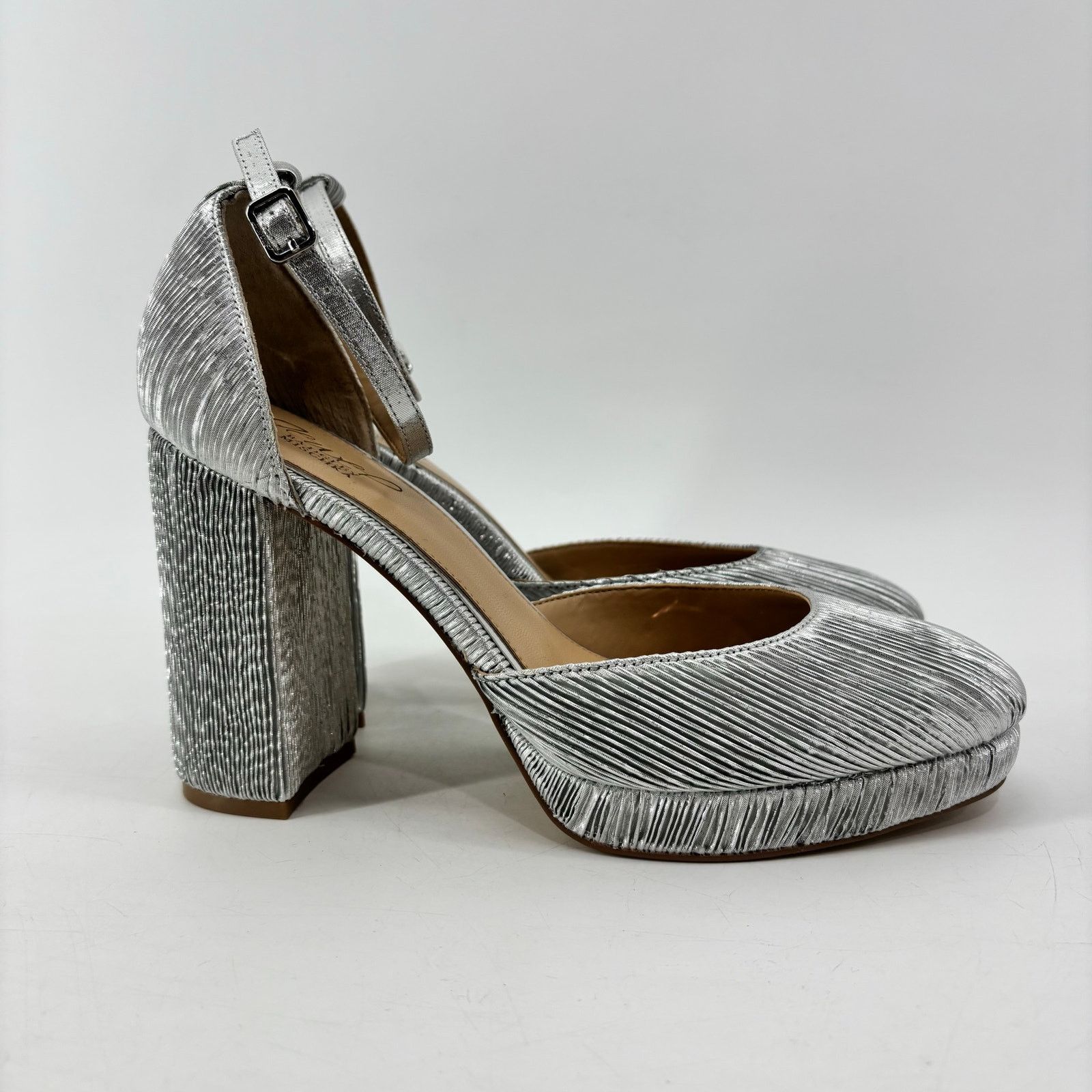 Other Jewel Badgley Mischka Womens 8.5 Silver Stephanie Heel Block Size US 8.5 / IT 38.5 - 2 Thumbnail