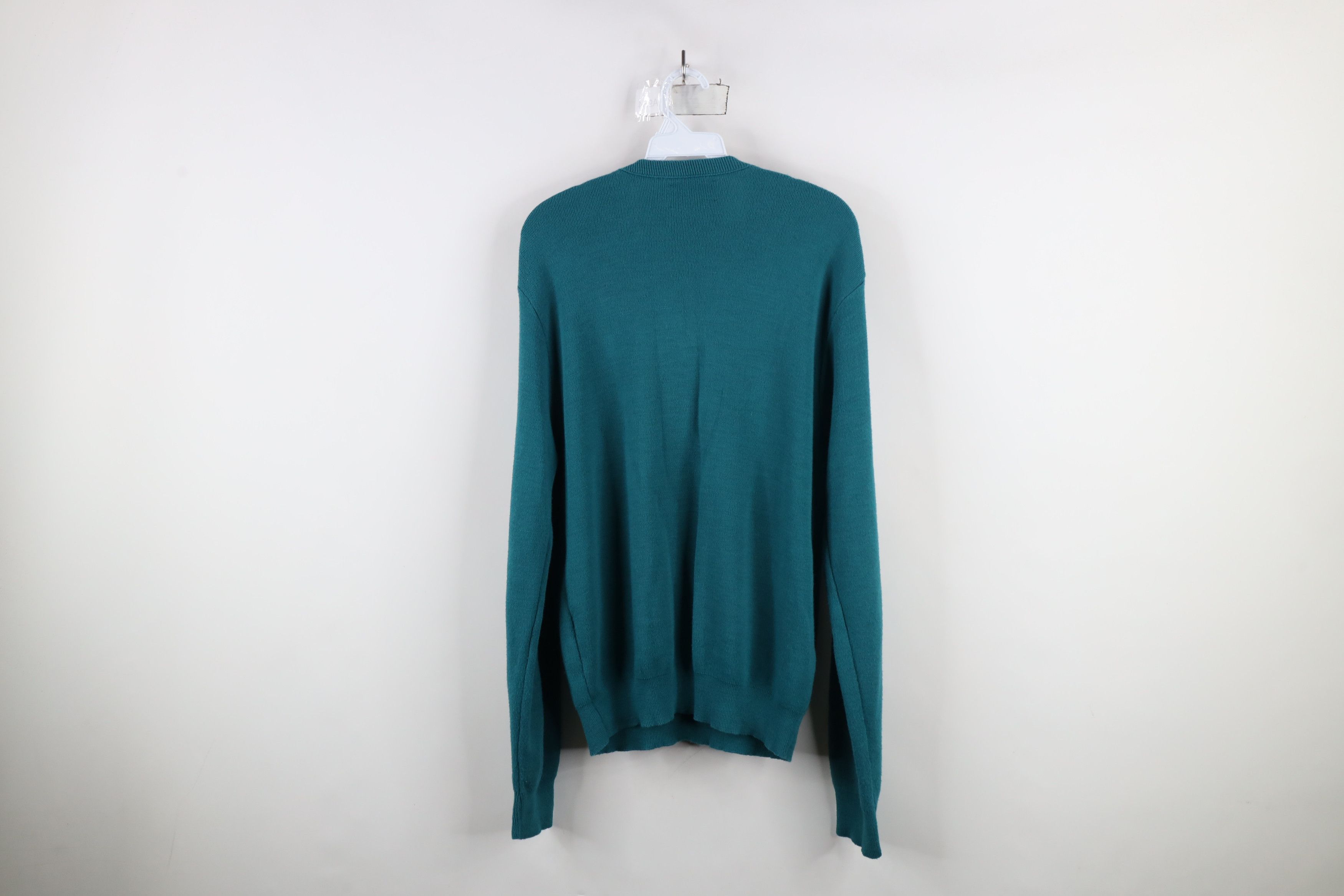 Vintage Vintage 70s Streetwear Knit V-Neck Sweater Teal Acrylic USA Size US XL / EU 56 / 4 - 8 Thumbnail