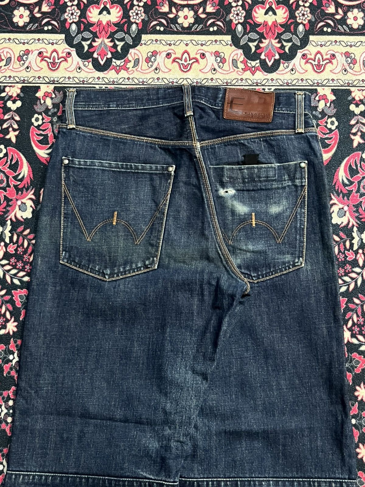 Edwin Vintage Edwin E Function Dark Blue Washed Distressed Jeans Size US 29 - 7 Thumbnail