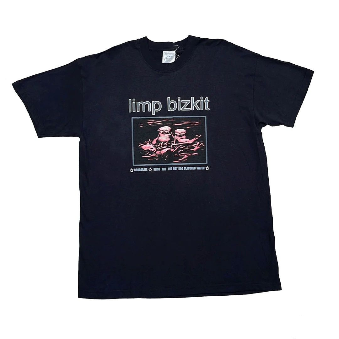 image of Band Tees x Screen Stars Limp Bizkit 2000 Vintage Chocolate Starfish Hot Dog Band Tee in Black (Siz