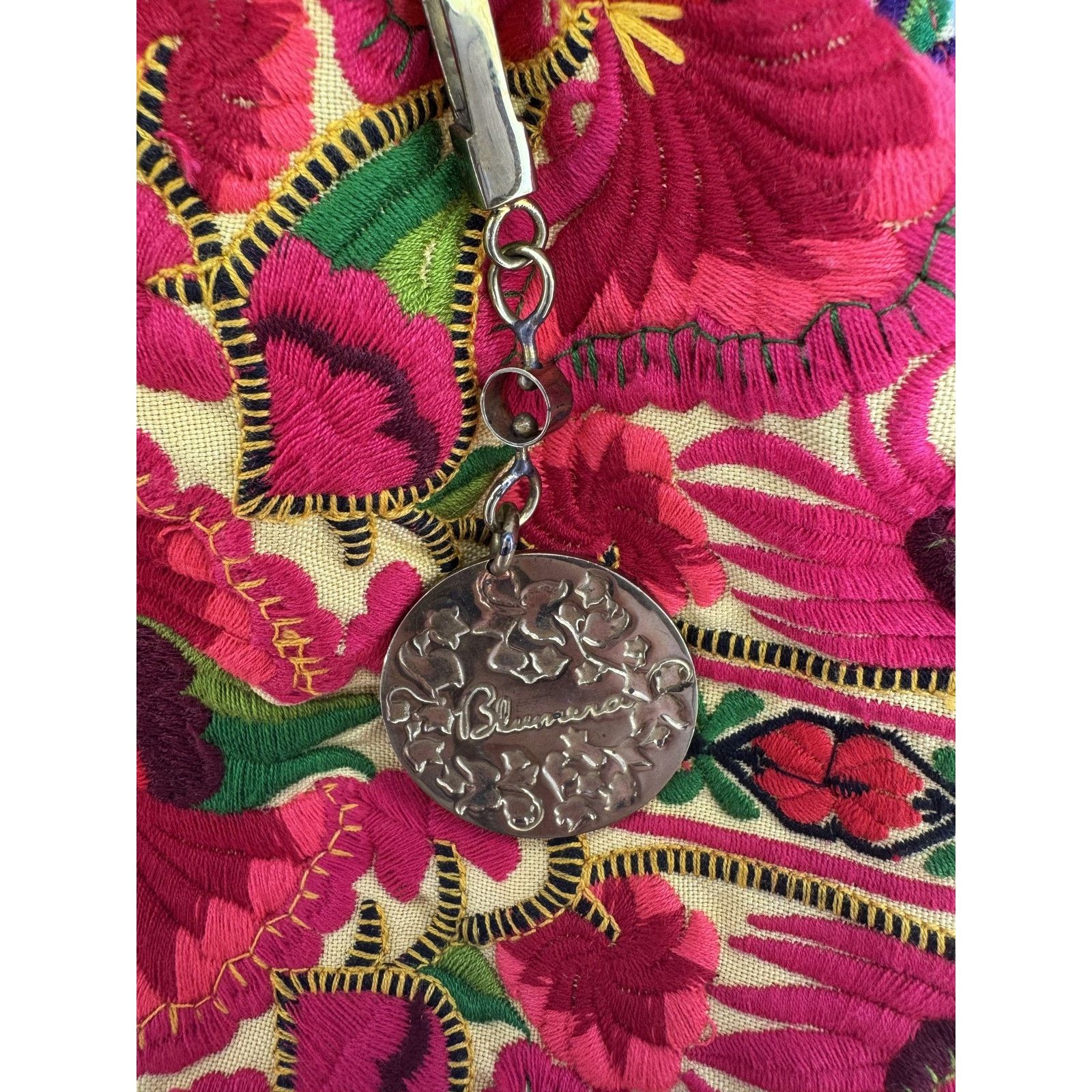Tory Burch Blumera Clutch Pink Red Embroidered Floral Gold Chain Purse Size ONE SIZE - 2 Thumbnail
