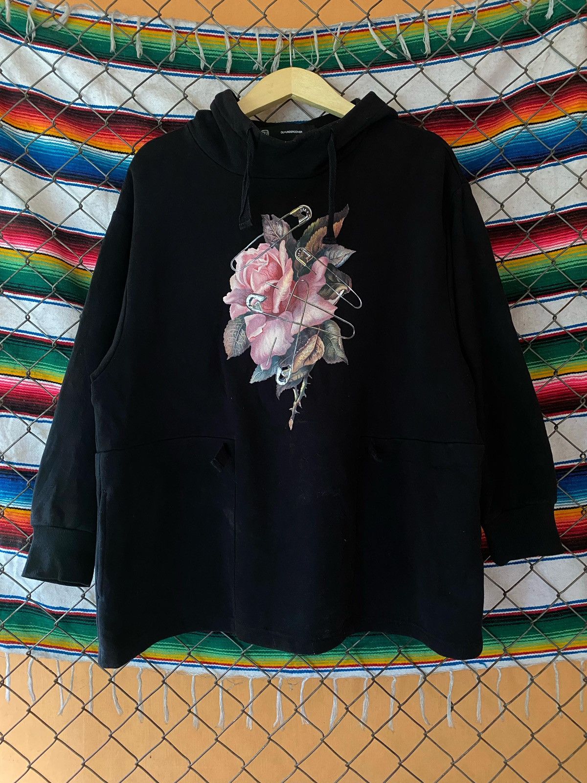 image of Gu X Undercover Oversized Hoodie in Black, Men's (Size Medium)