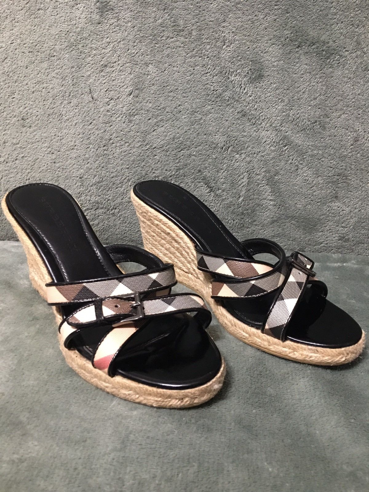 Burberry Burberry Leather Nova Check Espadrille Wedge Sandals EU38 Size US 8 / IT 38 - 1 Thumbnail
