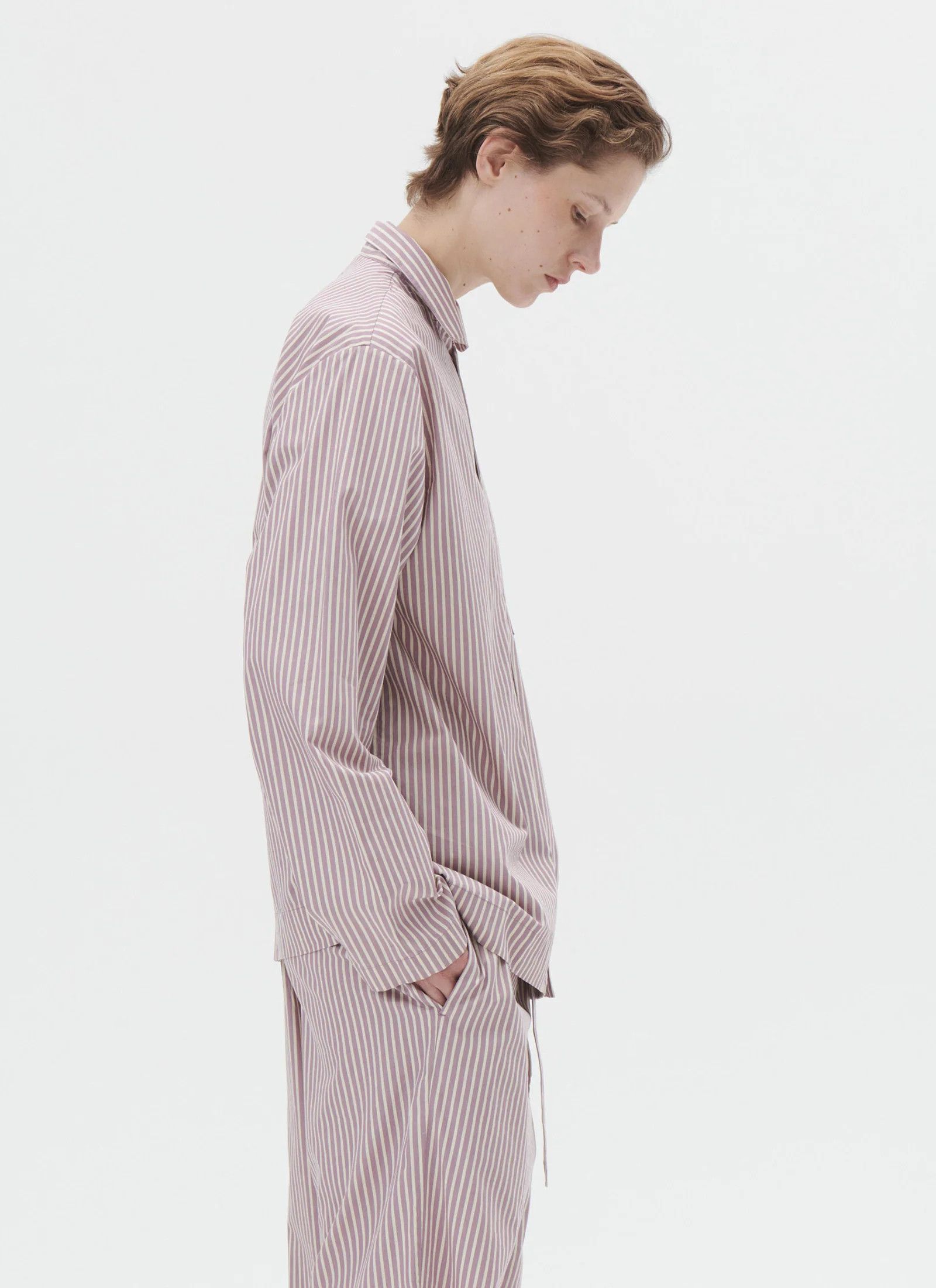 Tekla o1mle0525 Unisex Poplin Pyjamas Pants Skipper Stripes Pink Size 22" - 4 Thumbnail