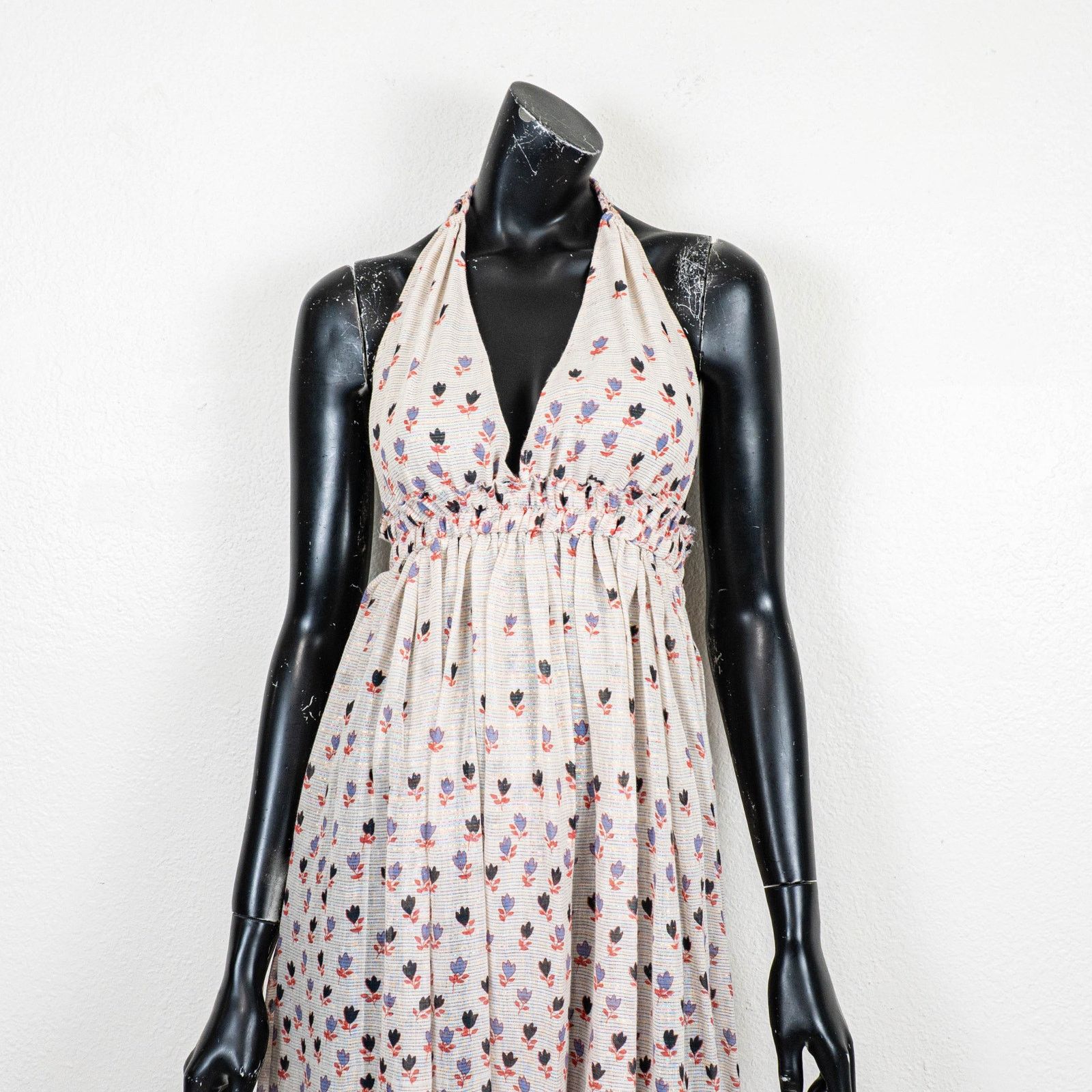 LoveShackFancy Love Shack Fancy Floral Halter Maxi Dress Boho Open Back 0 Size XS / US 0-2 / IT 36-38 - 12 Thumbnail