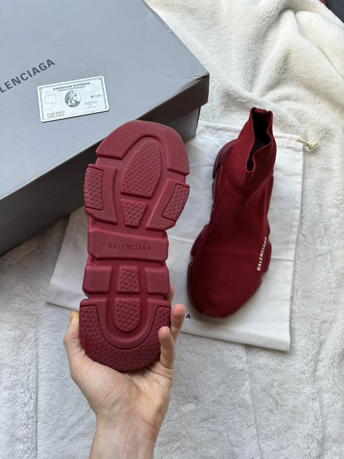 Balenciaga Balenciaga Burgundy Speed Runners Sneakers Size US 8 / EU 41 - 4 Thumbnail