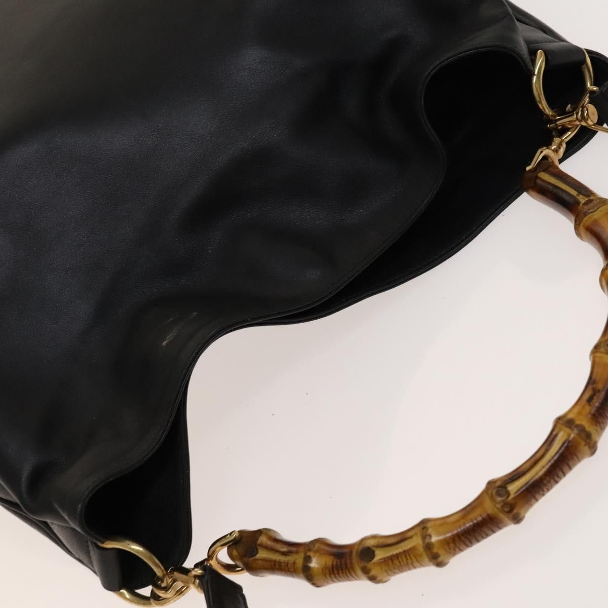 Gucci GUCCI Bamboo Shoulder Bag Leather Black Gold 001 1998 001 Size ONE SIZE - 6 Thumbnail