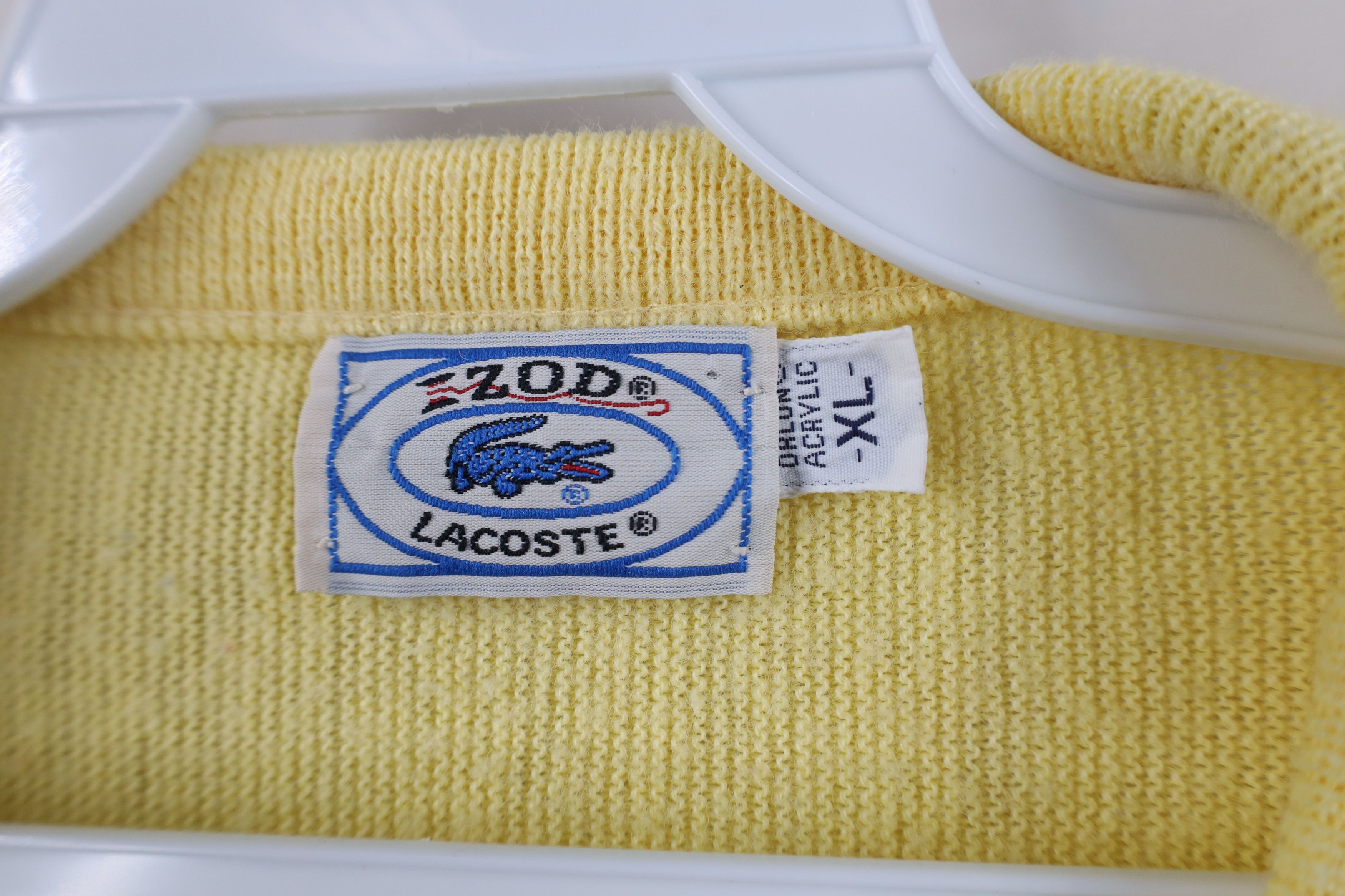 Lacoste Vintage 80s Izod Lacoste Croc Logo Knit V-Neck Sweater USA Size US XL / EU 56 / 4 - 8 Thumbnail