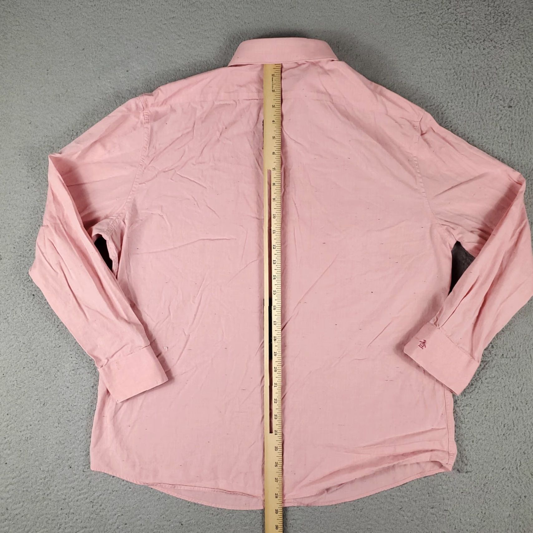 Original Penguin Original Penguin Shirt Mens 16.5 Pink Dress Shirt Long Sleeve Button Up Cotton Woven Collared Slim Fit Modern American Mens Size 42R - 3 Thumbnail