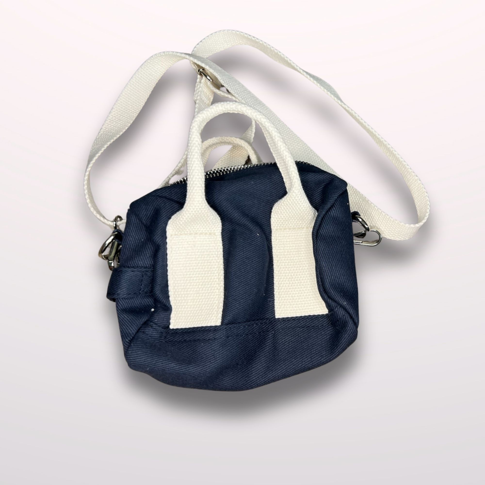 Stradivarius Stradivarius Navy Blue Small Handbag With White Straps & Sil Size ONE SIZE - 2 Thumbnail