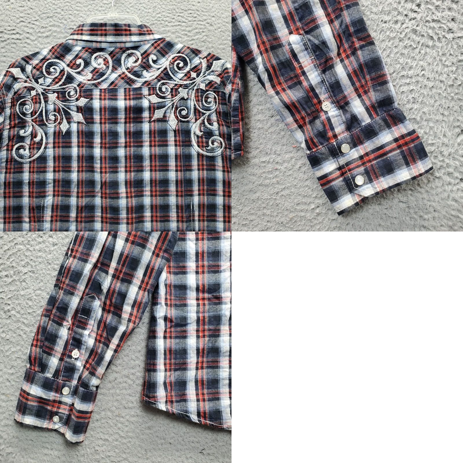 Vintage Pop Icon Western Rodeo Shirt Mens XL Multi Plaid Embroidered Pearl Snap Long Sleeve Size US XL / EU 56 / 4 - 8 Thumbnail