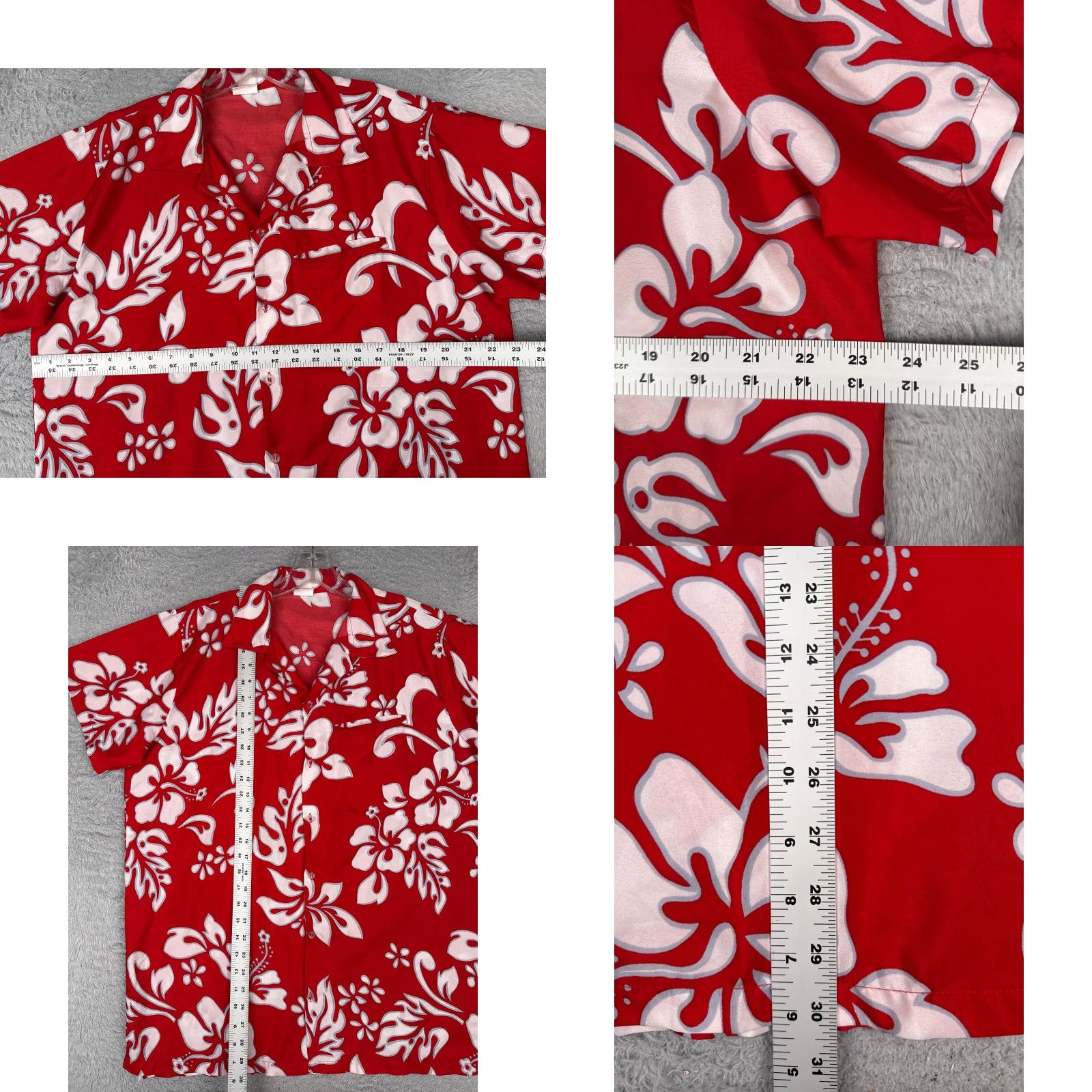 Vintage King Kameha Shirt Men Large Red Floral Palm Tree Hawaiian Button Up Polyester Shirt Size US L / EU 52-54 / 3 - 8 Thumbnail
