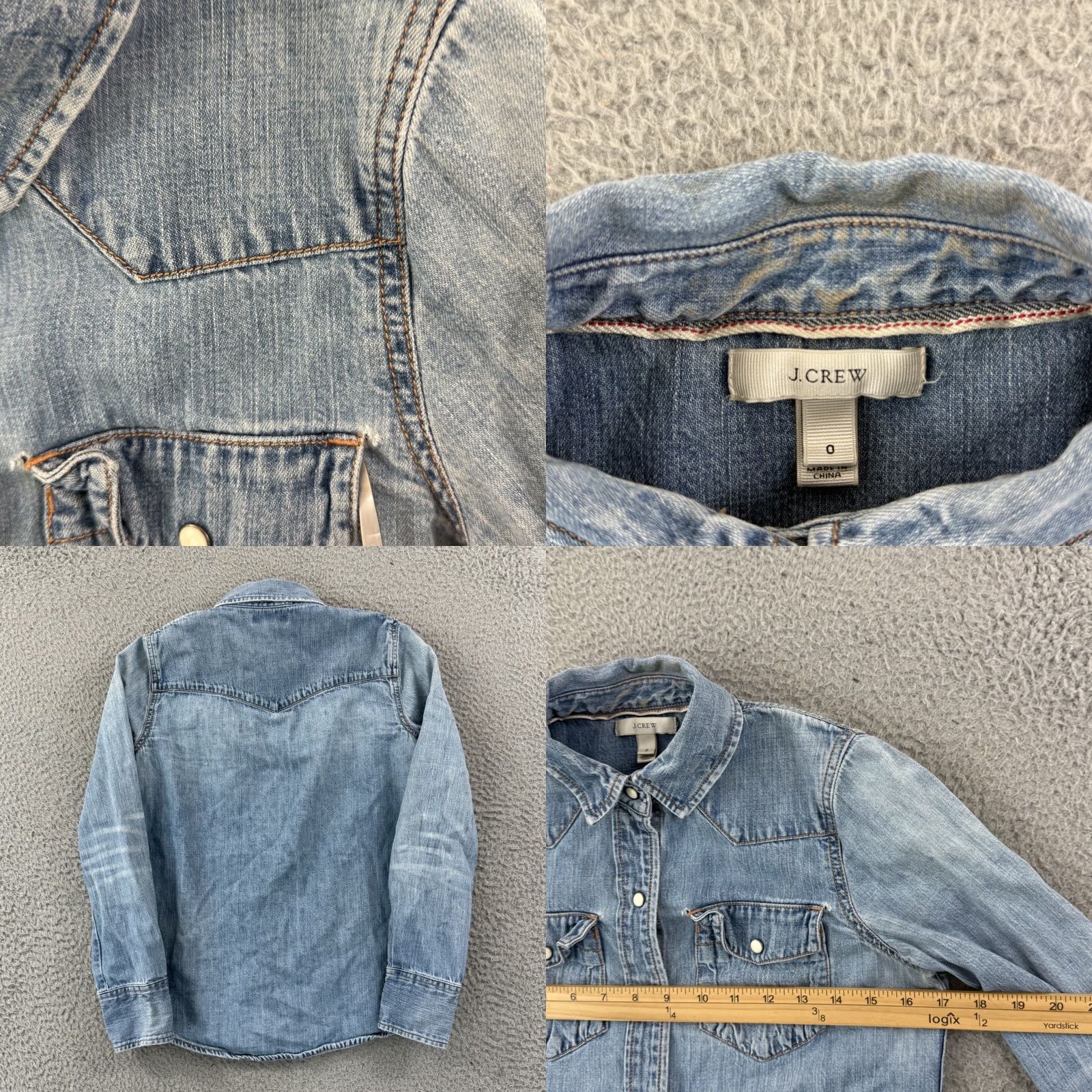 J.Crew J.CREW Shirt Womens 0 Blue Chambray Oarsman Long Sleeve Button Up Casual Size XS / US 0-2 / IT 36-38 - 8 Thumbnail