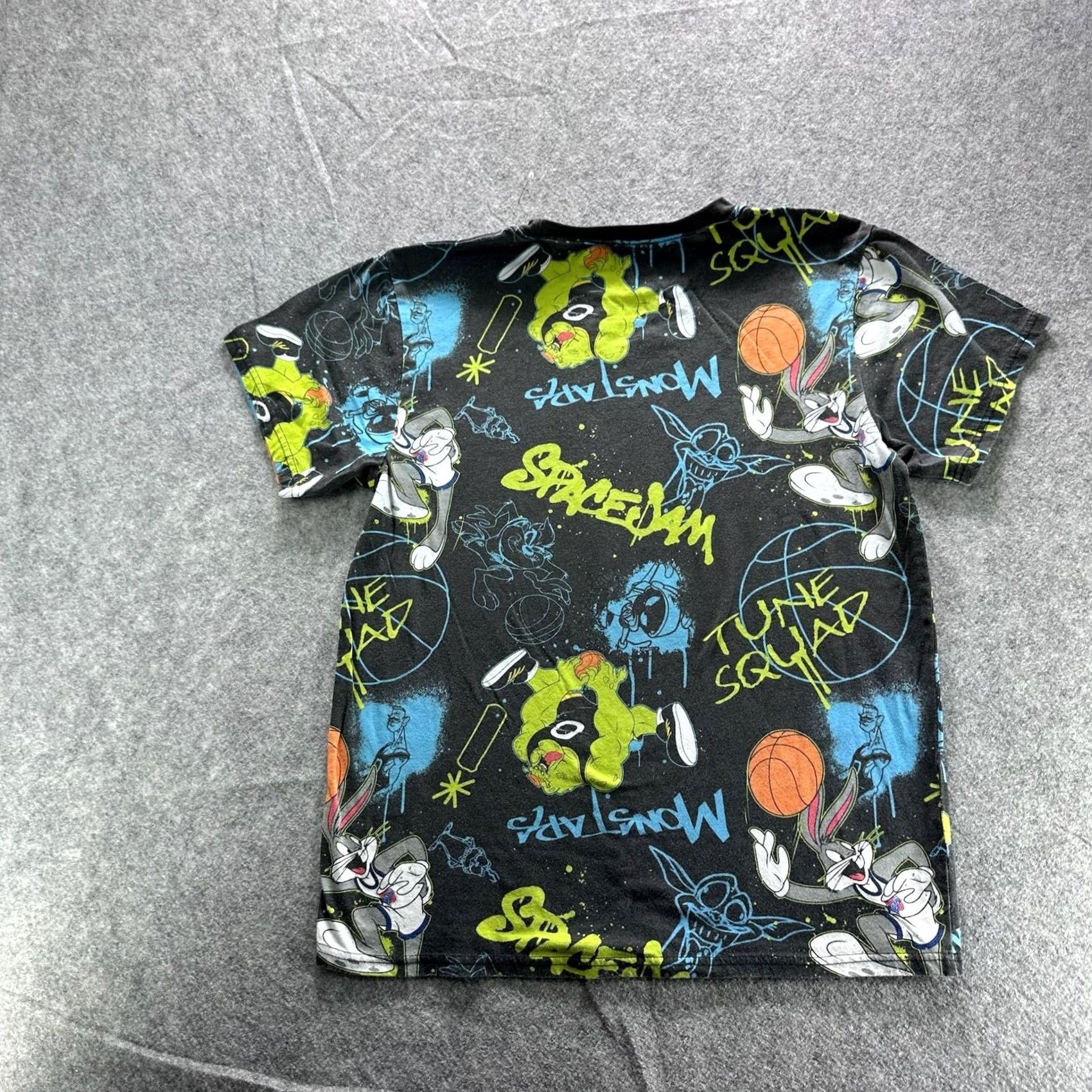 Vintage Space Jam Shirt Mens L Black Tune Squad All Over Bugs Bunny Monstars Graphic Tee Size US L / EU 52-54 / 3 - 7 Thumbnail