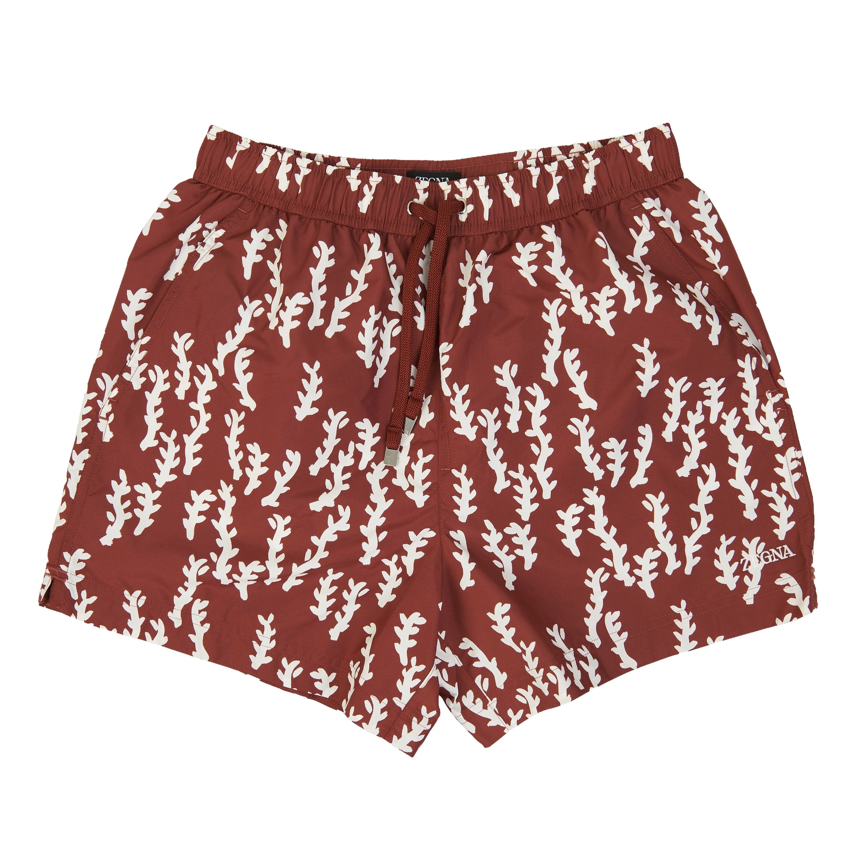 Ermenegildo Zegna Terracotta White Oasi Print Swim Trunks Size L Size US 34 / EU 50 - 1 Thumbnail