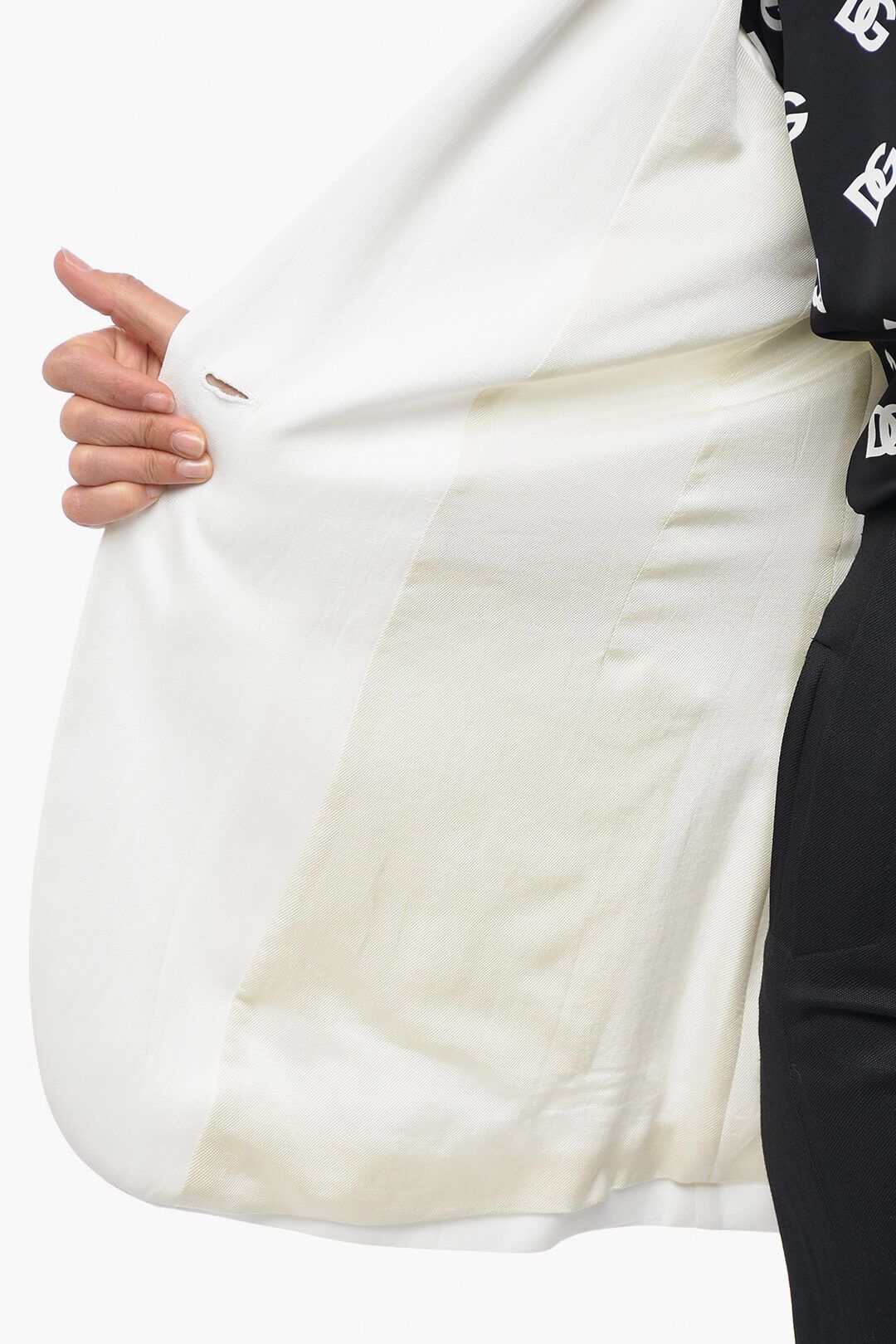 Stella McCartney og1mm0824 One-Button Flax Blend Blazer in White Size M / US 6-8 / IT 42-44 - 5 Thumbnail