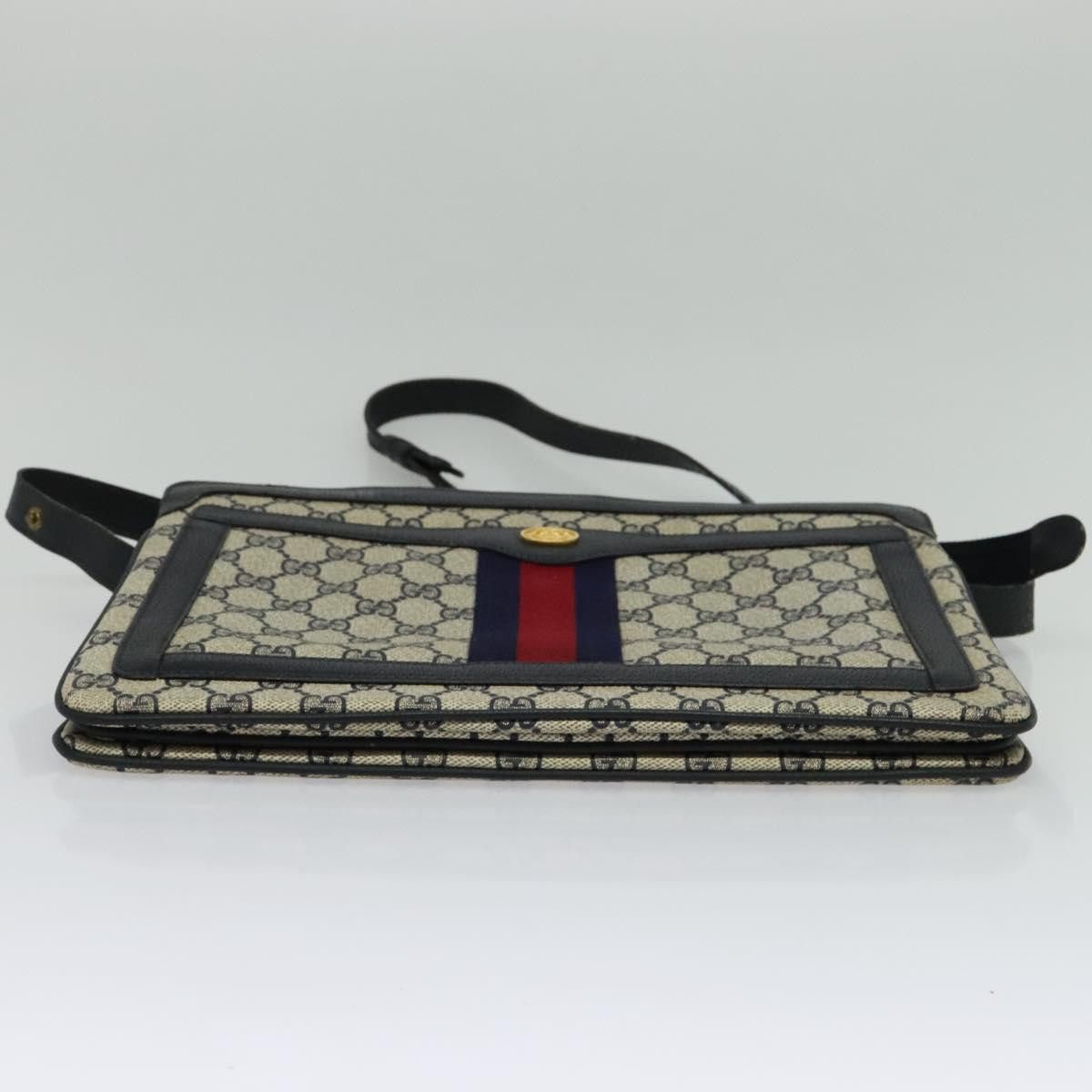 Gucci GUCCI GG Supreme Sherry Line Shoulder Bag Pvc Navy Gold 41 Size ONE SIZE - 9 Thumbnail