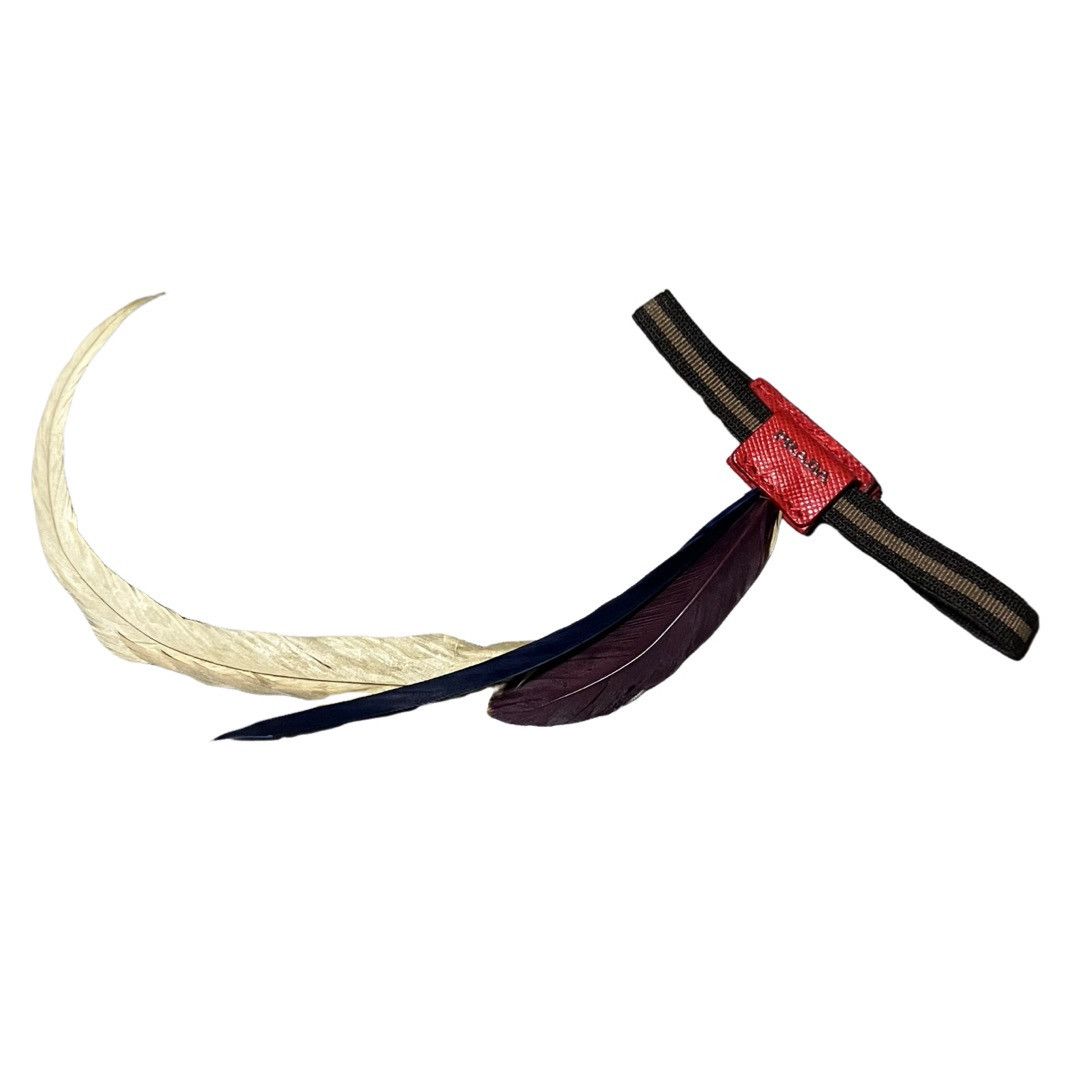 Prada PRADA SS14 Feather Elastic Bracelet – Red Saffiano Leather Size ONE SIZE - 5 Thumbnail