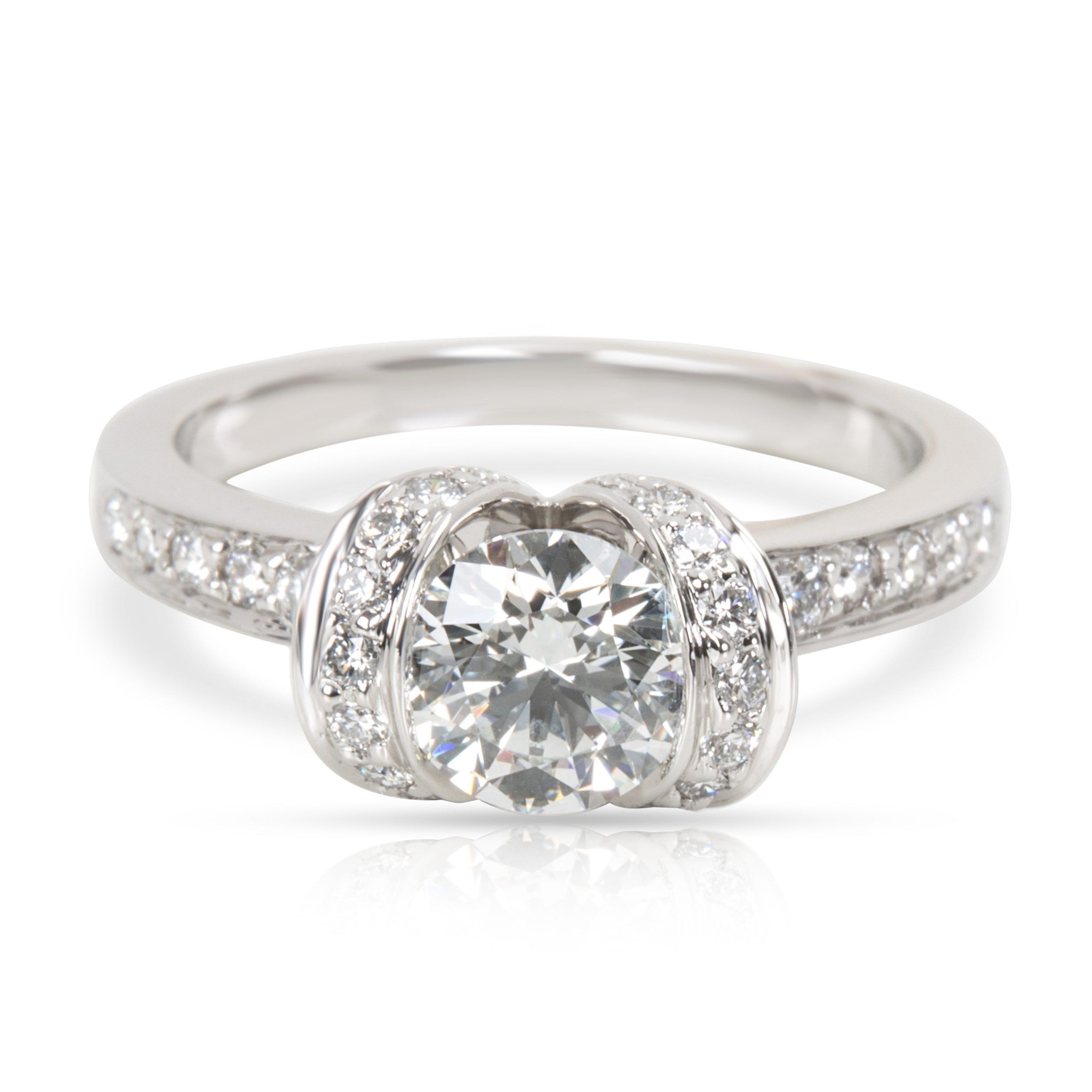 Tiffany & Co. Ribbons Diamond Engagement Ring in Platinum F VS2 1.04 CTW